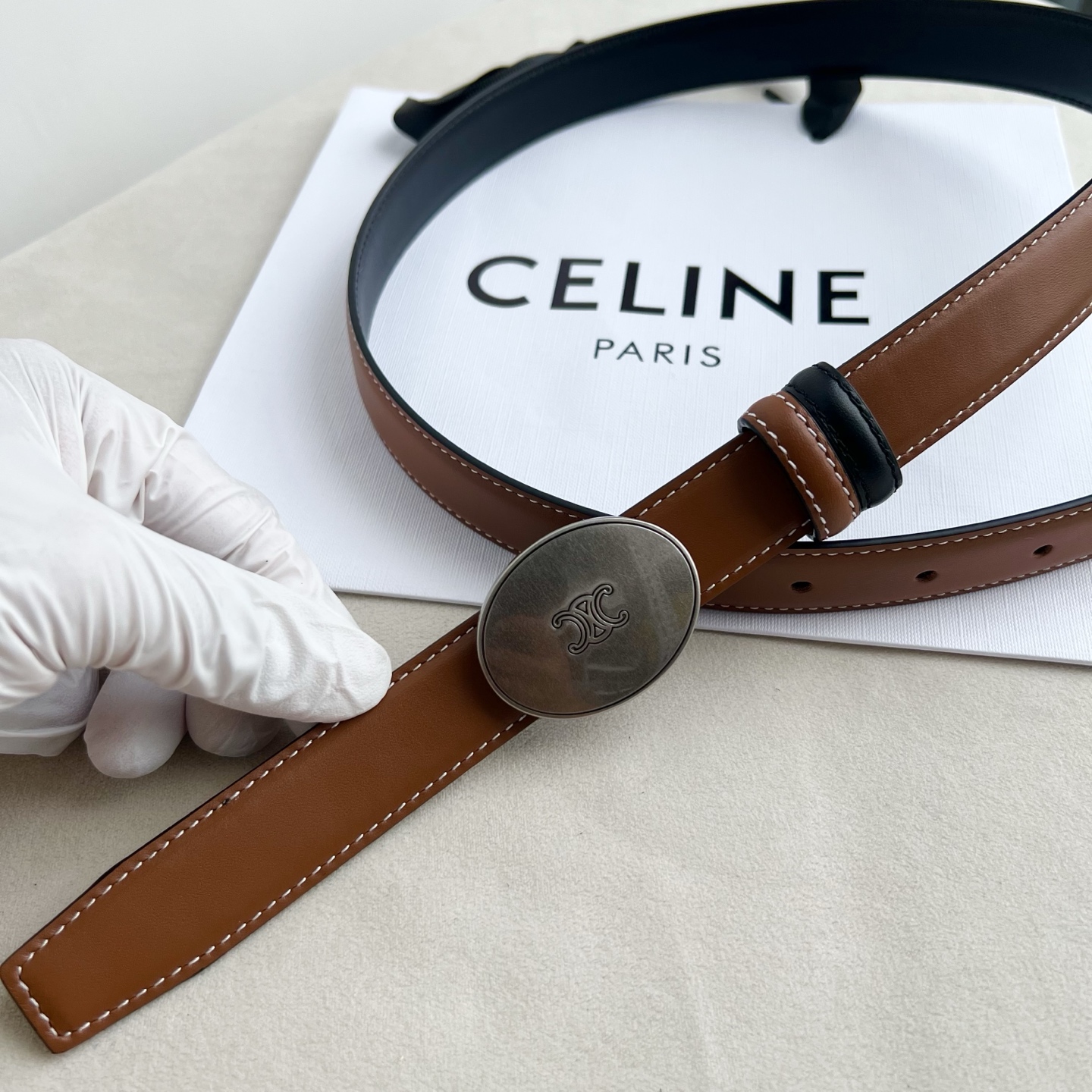 -Celin e新品纯铜扣女士腰带 意大利进口小牛皮 宽度2.5。