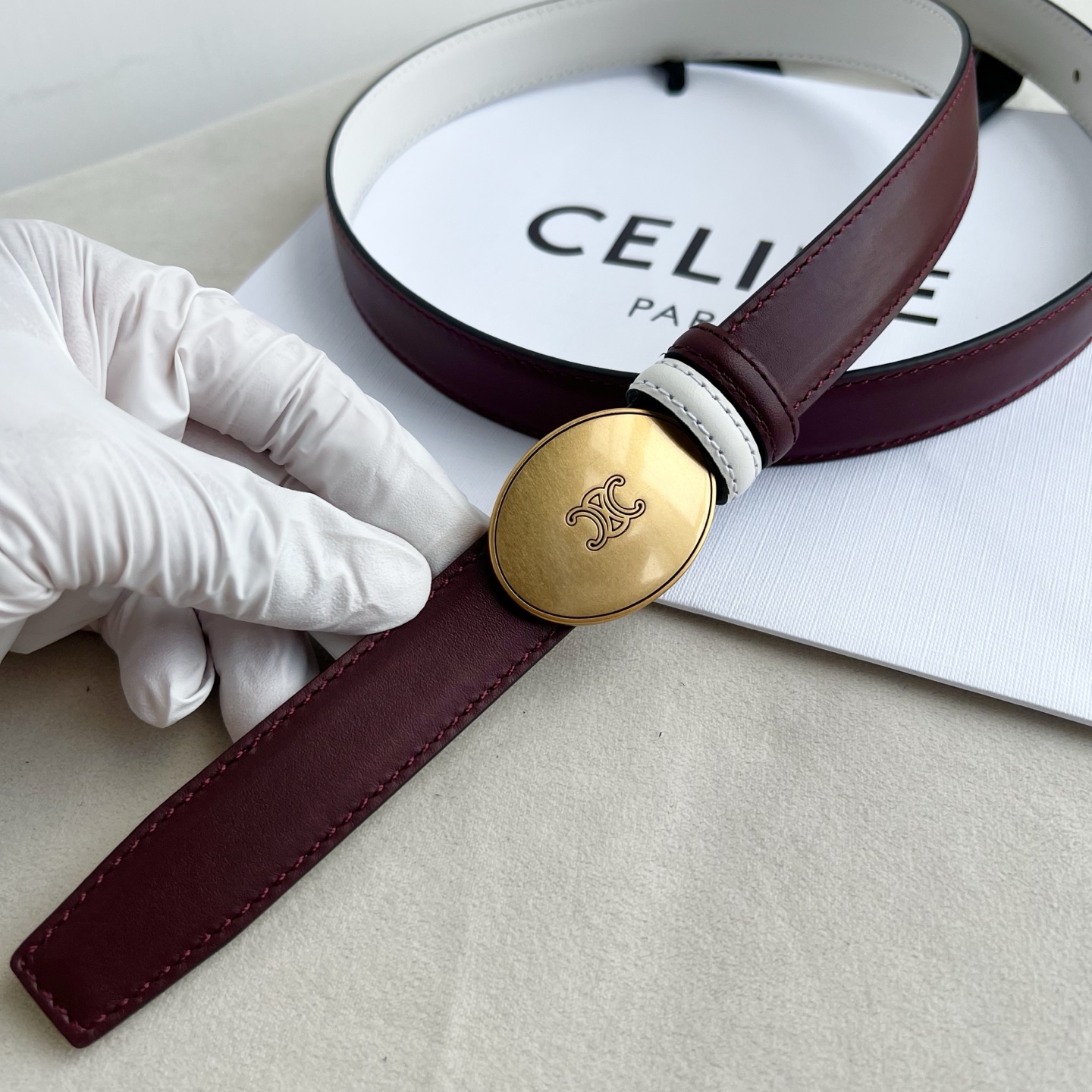 -Celin e新品纯铜扣女士腰带 意大利进口小牛皮 宽度2.5。
