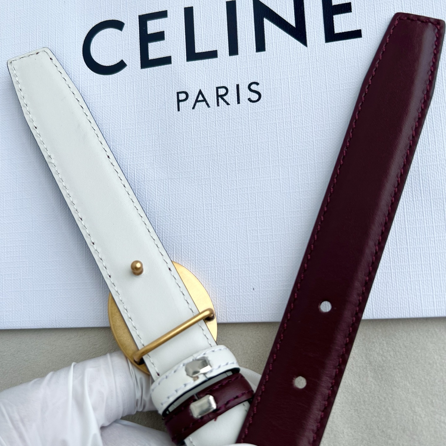 -Celin e新品纯铜扣女士腰带 意大利进口小牛皮 宽度2.5。