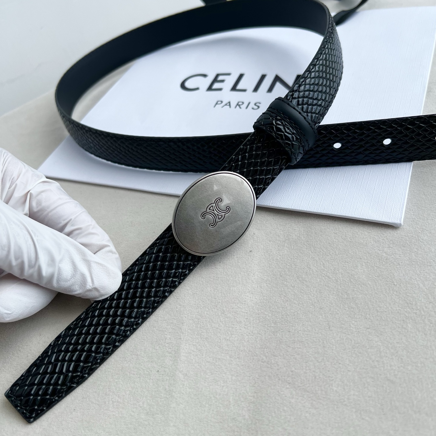-Celin e新品纯铜扣女士腰带 意大利进口小牛皮 宽度2.5。