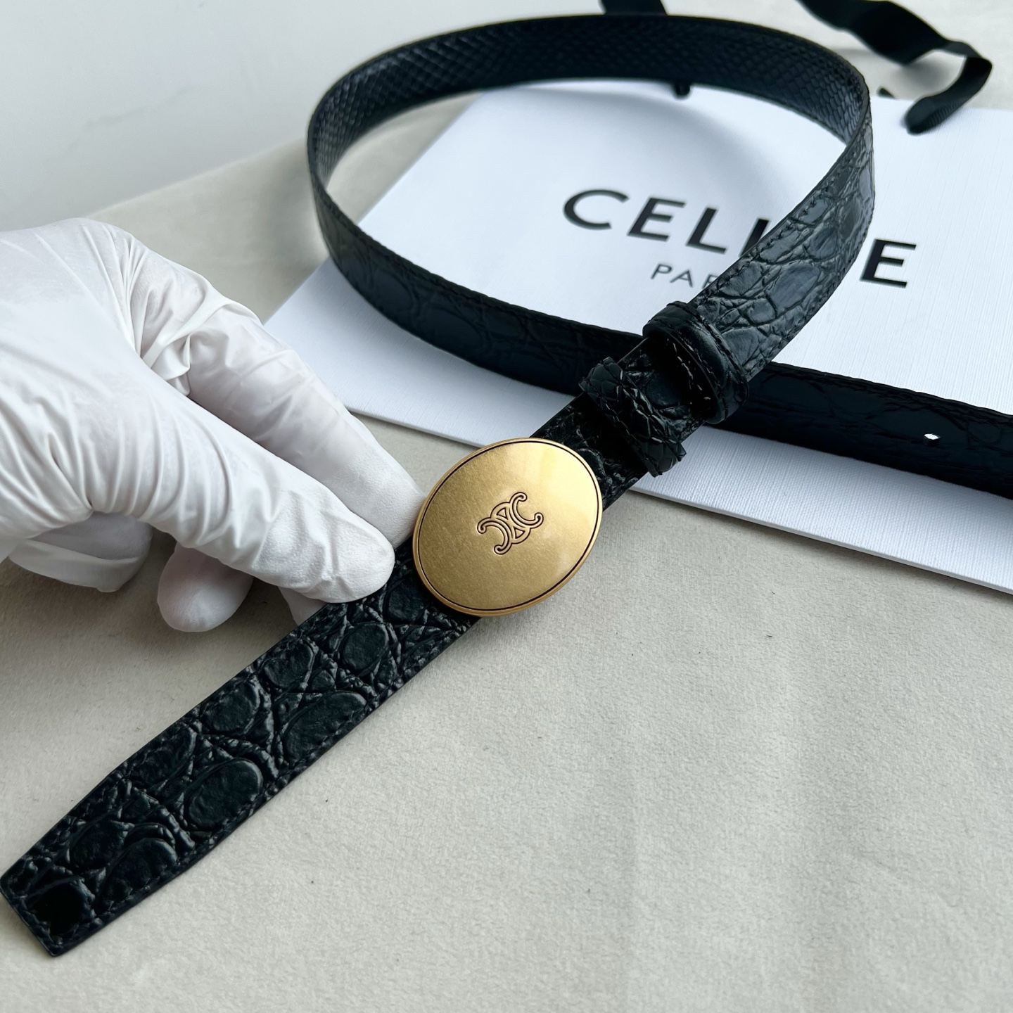 -Celin e新品纯铜扣女士腰带 意大利进口小牛皮 宽度2.5。
