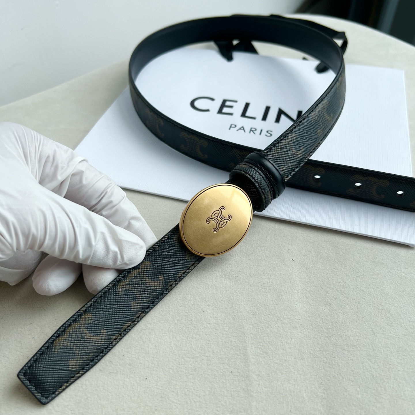 -Celin e新品纯铜扣女士腰带 意大利进口小牛皮 宽度2.5。