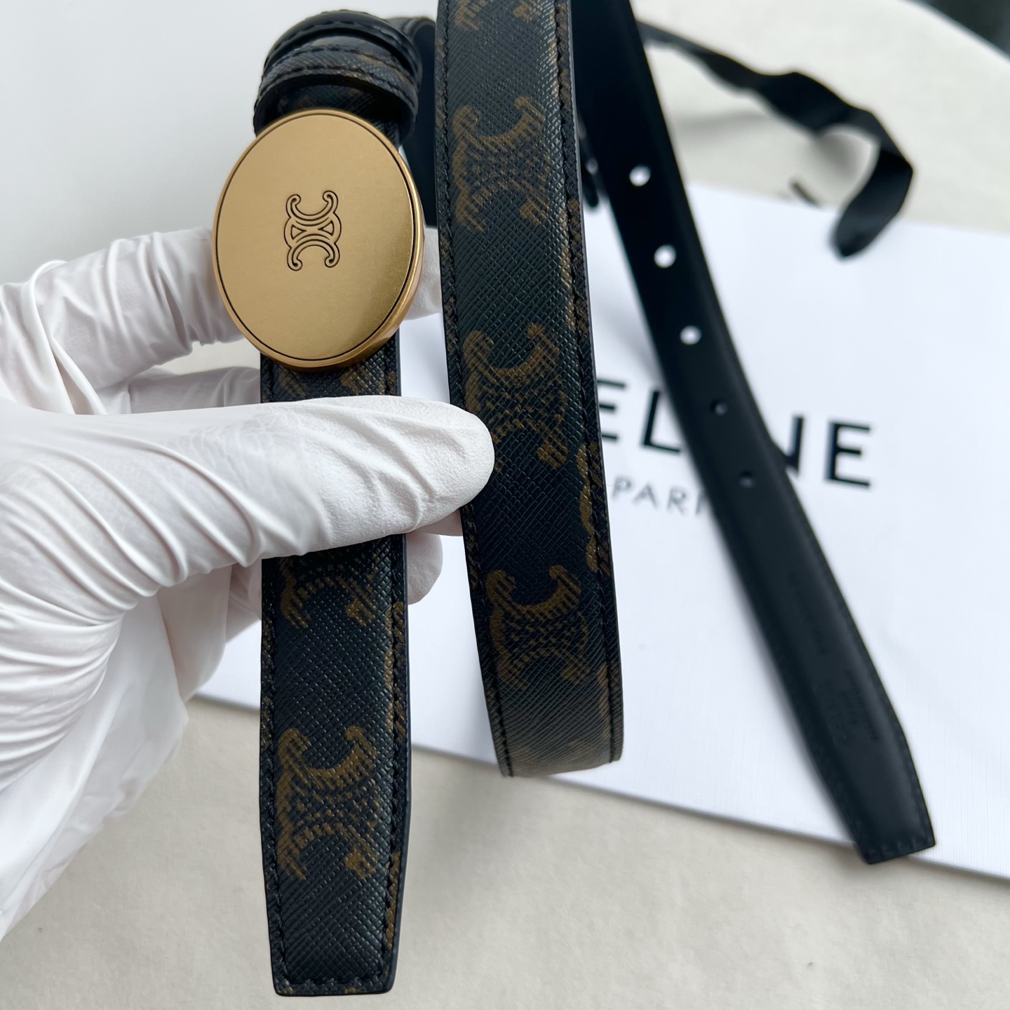 -Celin e新品纯铜扣女士腰带 意大利进口小牛皮 宽度2.5。