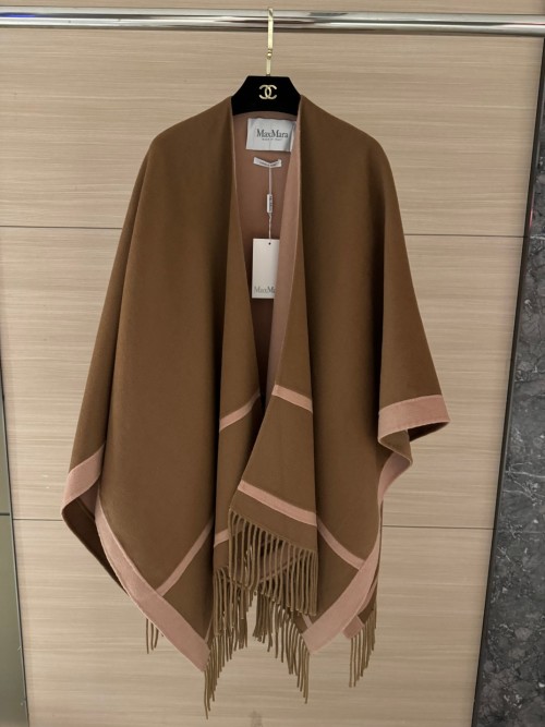 Max Mara Wool and Cashmere Blend Fringed Cape, Elegant and Comfortable 1 Max Mara Wool and Cashmere Blend Fringed Cape, Elegant and Comfortable