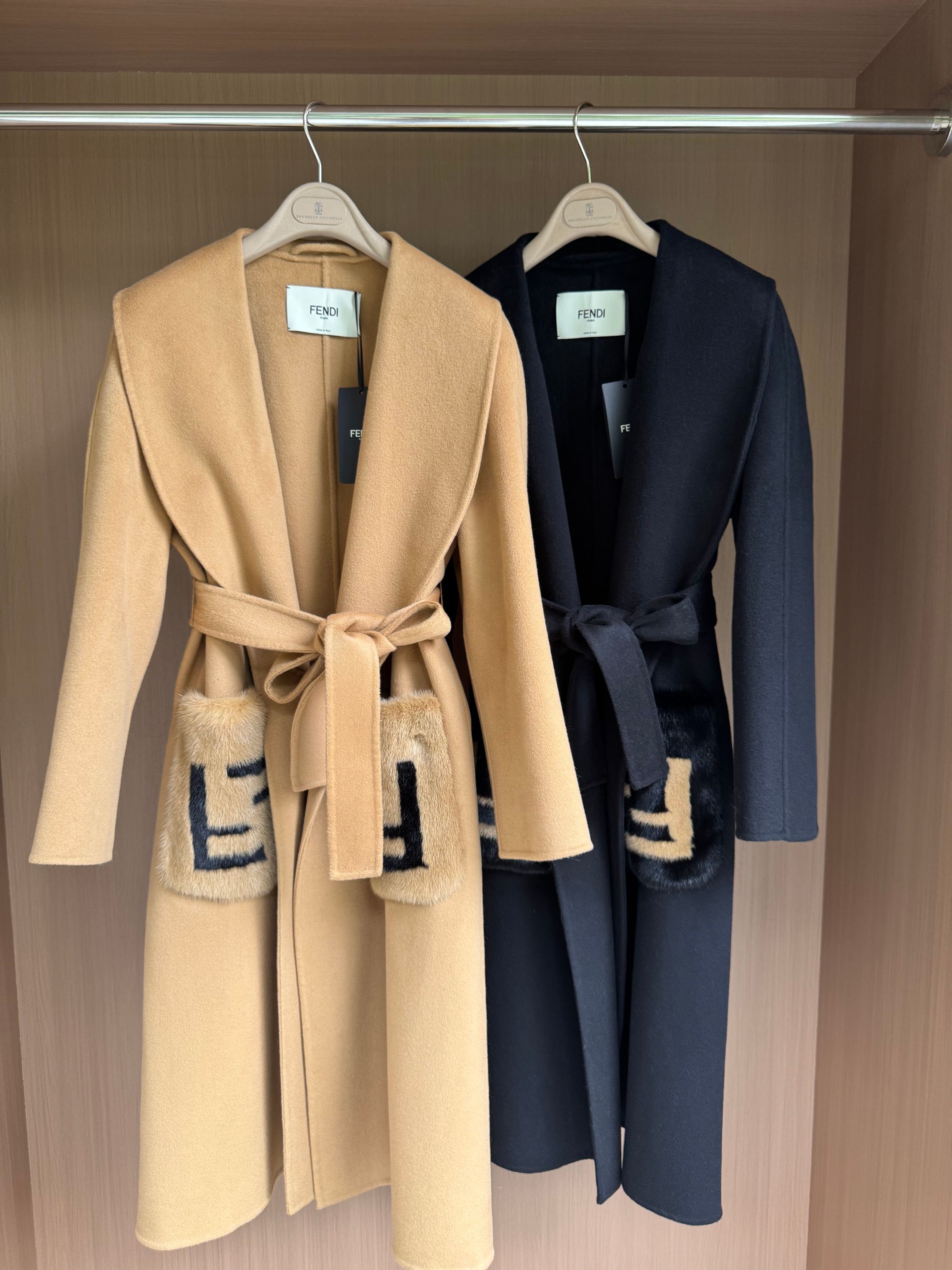Elegant Cashmere Coat with Mink Fur Pockets & Tie Waist - Classic Timeless Style 2 a1756702111688 7605