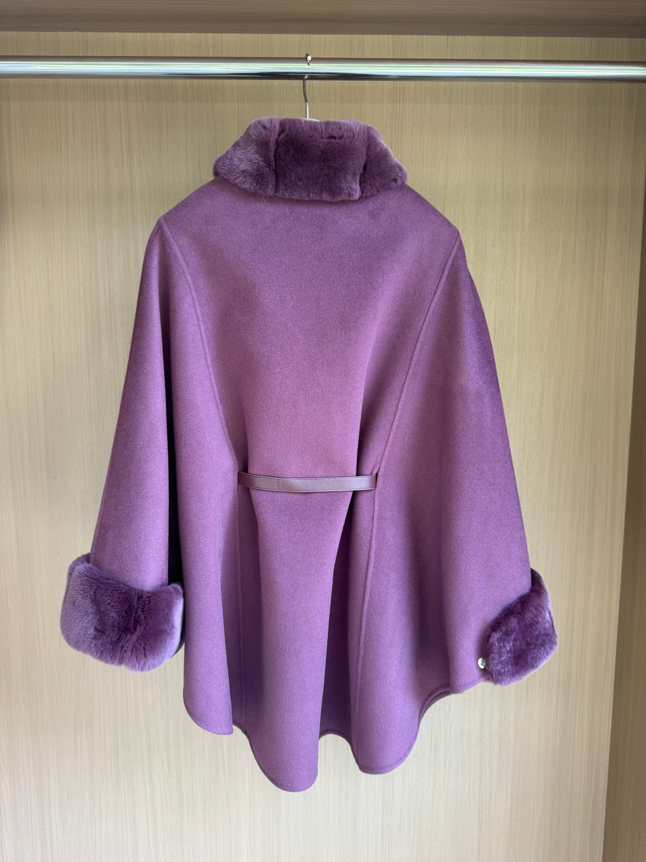 Elegant Wool Blend Cape Coat with Faux Fur Collar - 9 Colors Available 7 a1757139423850 0800