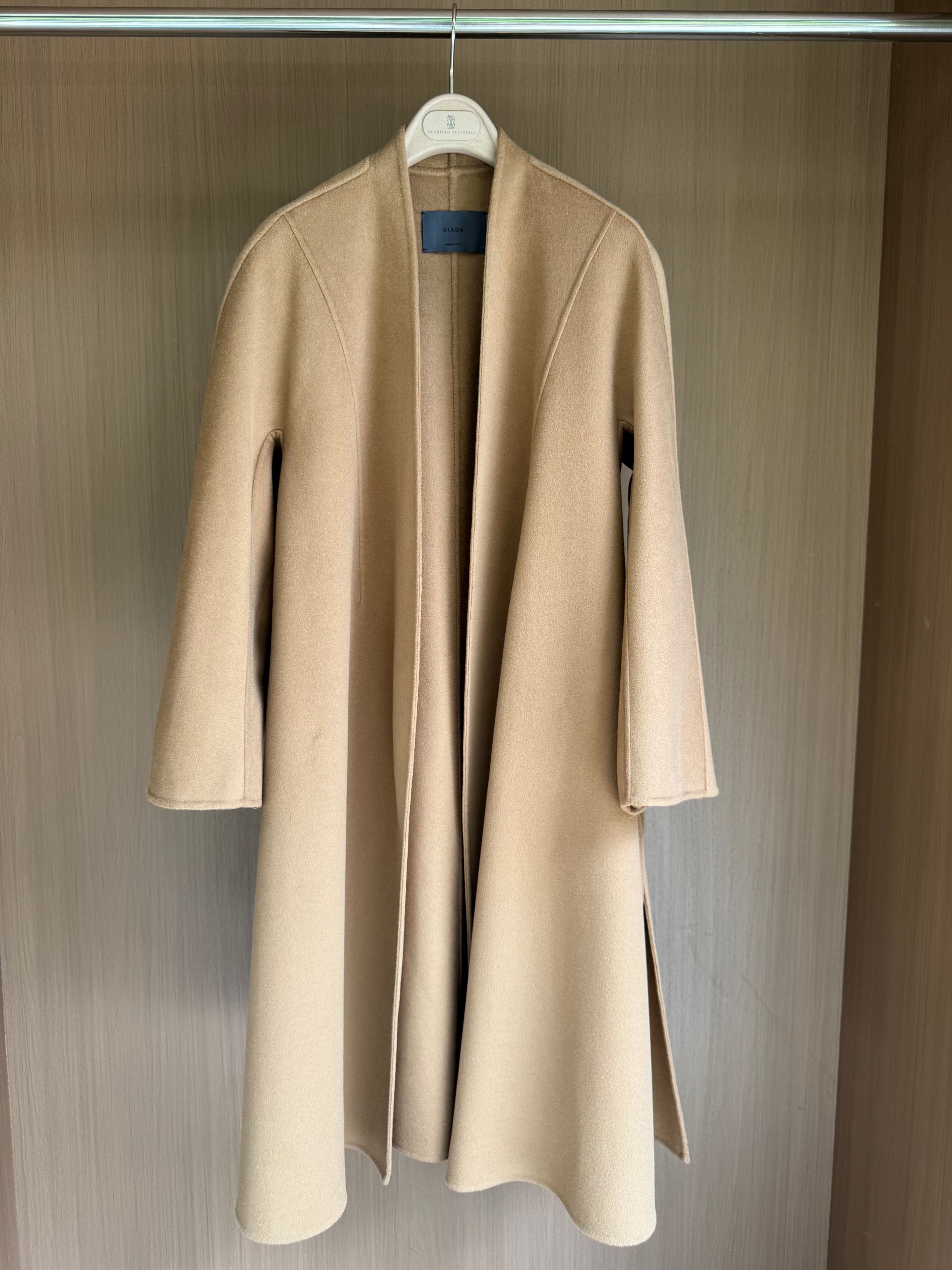 Elegant Camel Pure Cashmere Wool Coat with Y-Neckline | GD-2025 3 a1758879351224 1645