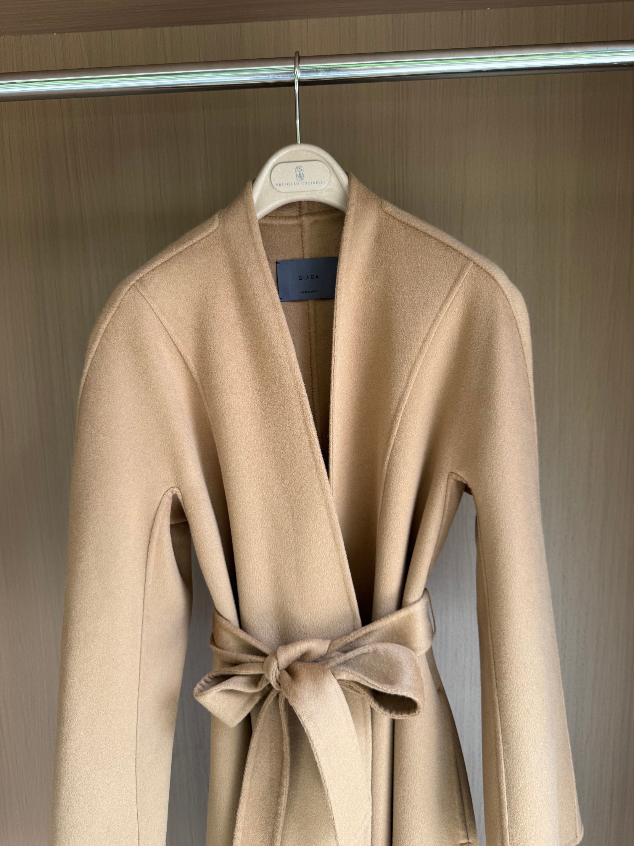 Elegant Camel Pure Cashmere Wool Coat with Y-Neckline | GD-2025 5 a1758879351314 6152