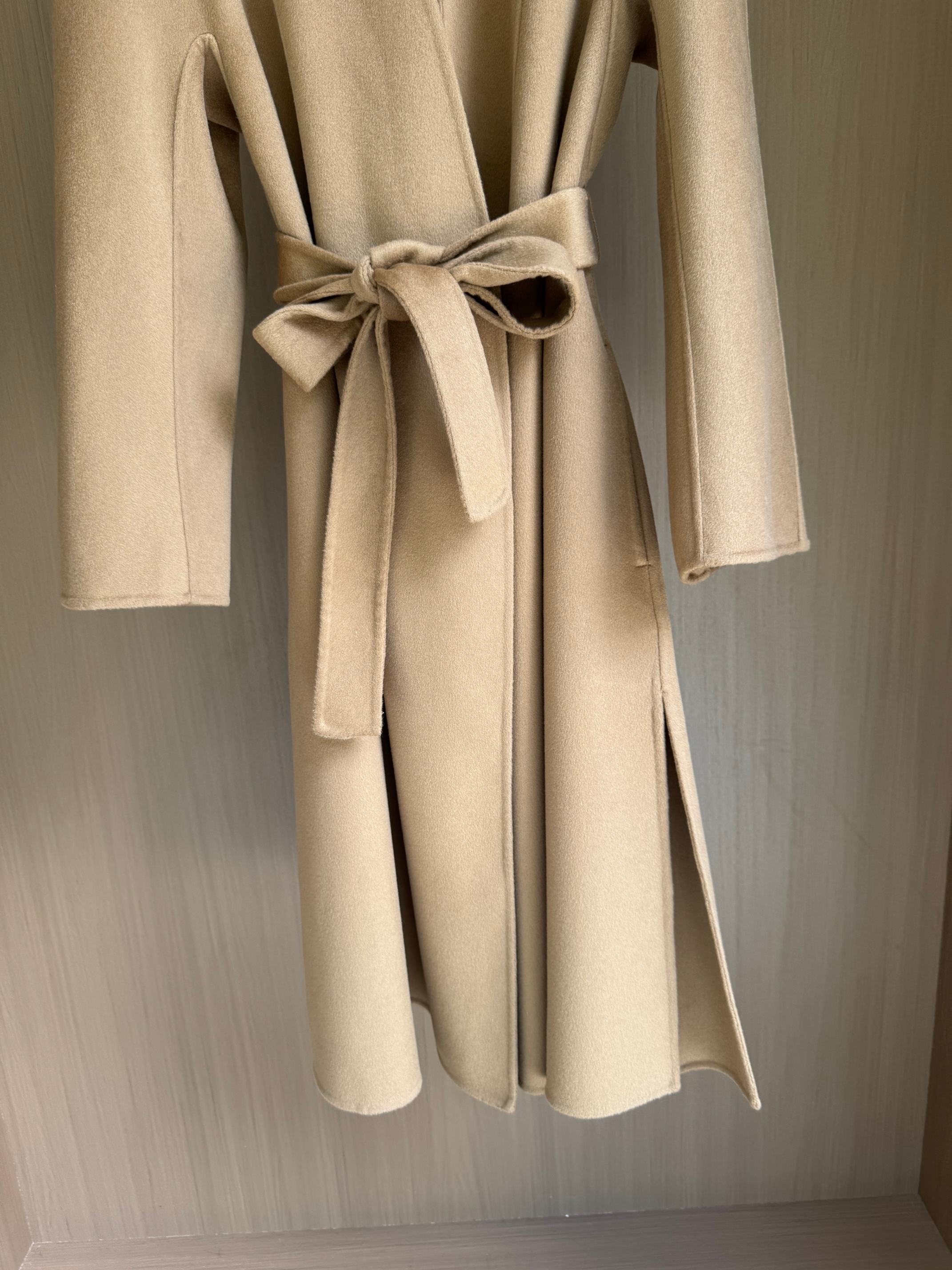 Elegant Camel Pure Cashmere Wool Coat with Y-Neckline | GD-2025 6 a1758879351760 6387
