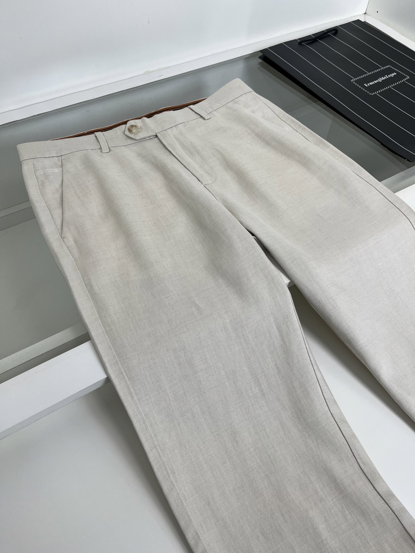 High-quality 公司订单ZE*NA杰*亚 品质控推荐！口碑款 天丝亚麻老钱西裤腰直筒休闲裤 经