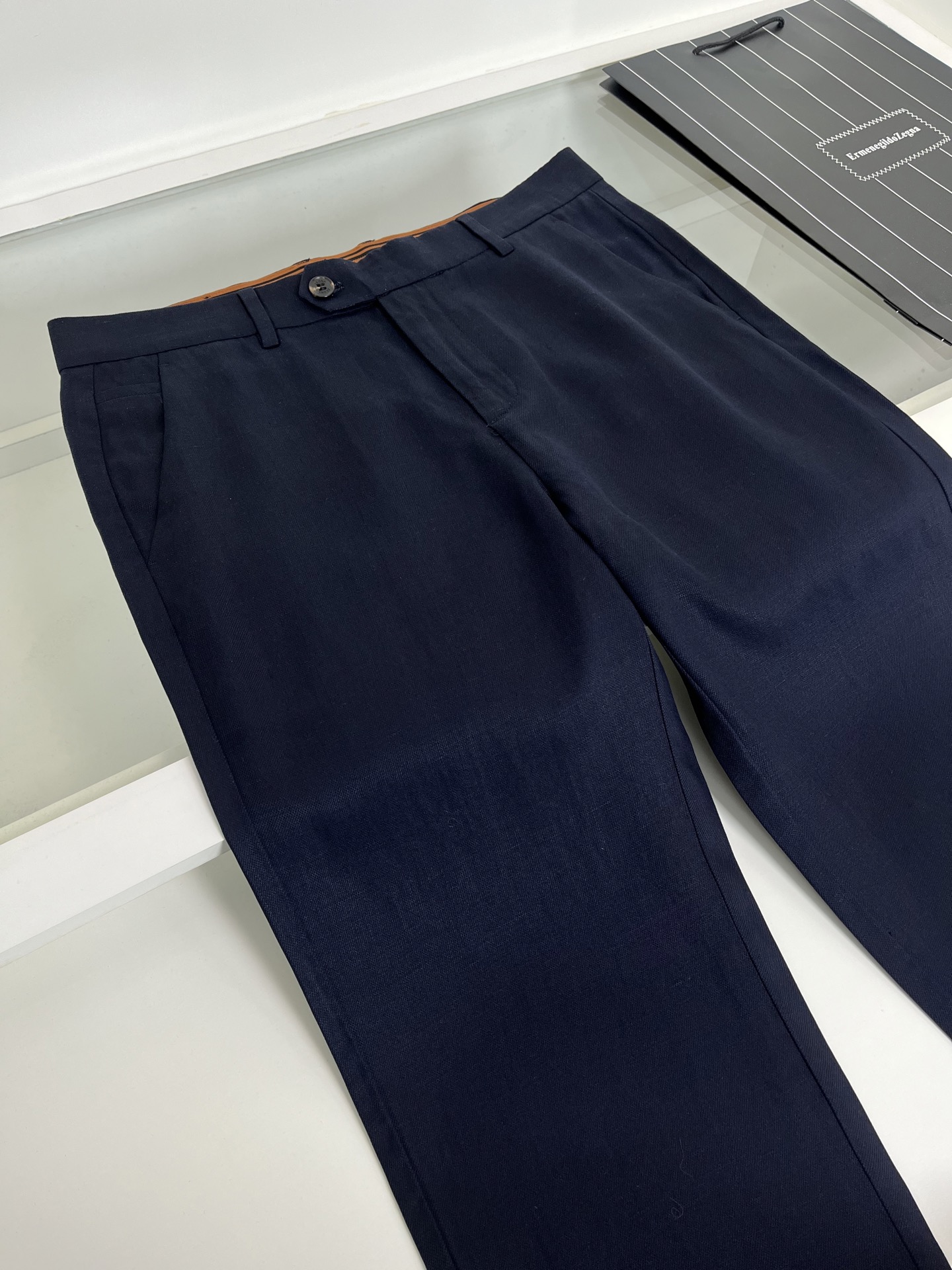 High-quality 公司订单ZE*NA杰*亚 品质控推荐！口碑款 天丝亚麻老钱西裤腰直筒休闲裤 经