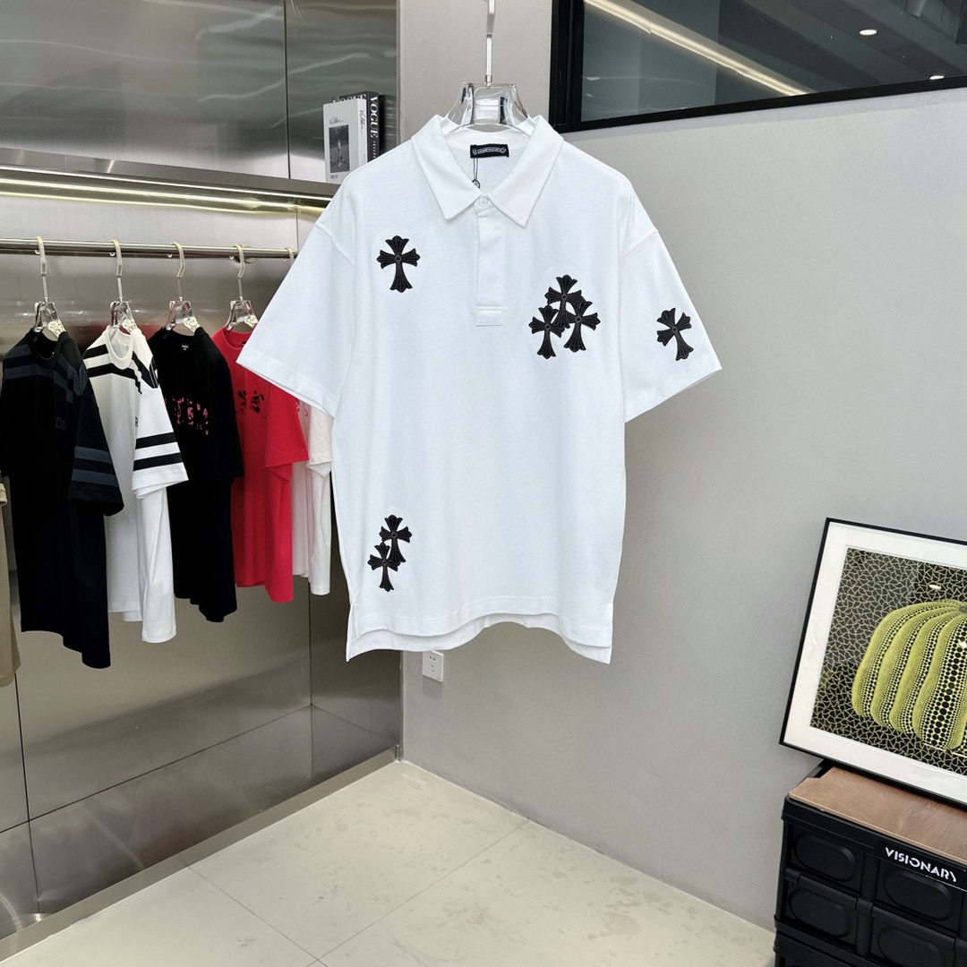 Chrome Hearts Vêtements Polo Noir Blanc Unisexe Peau de serpent Série printemps