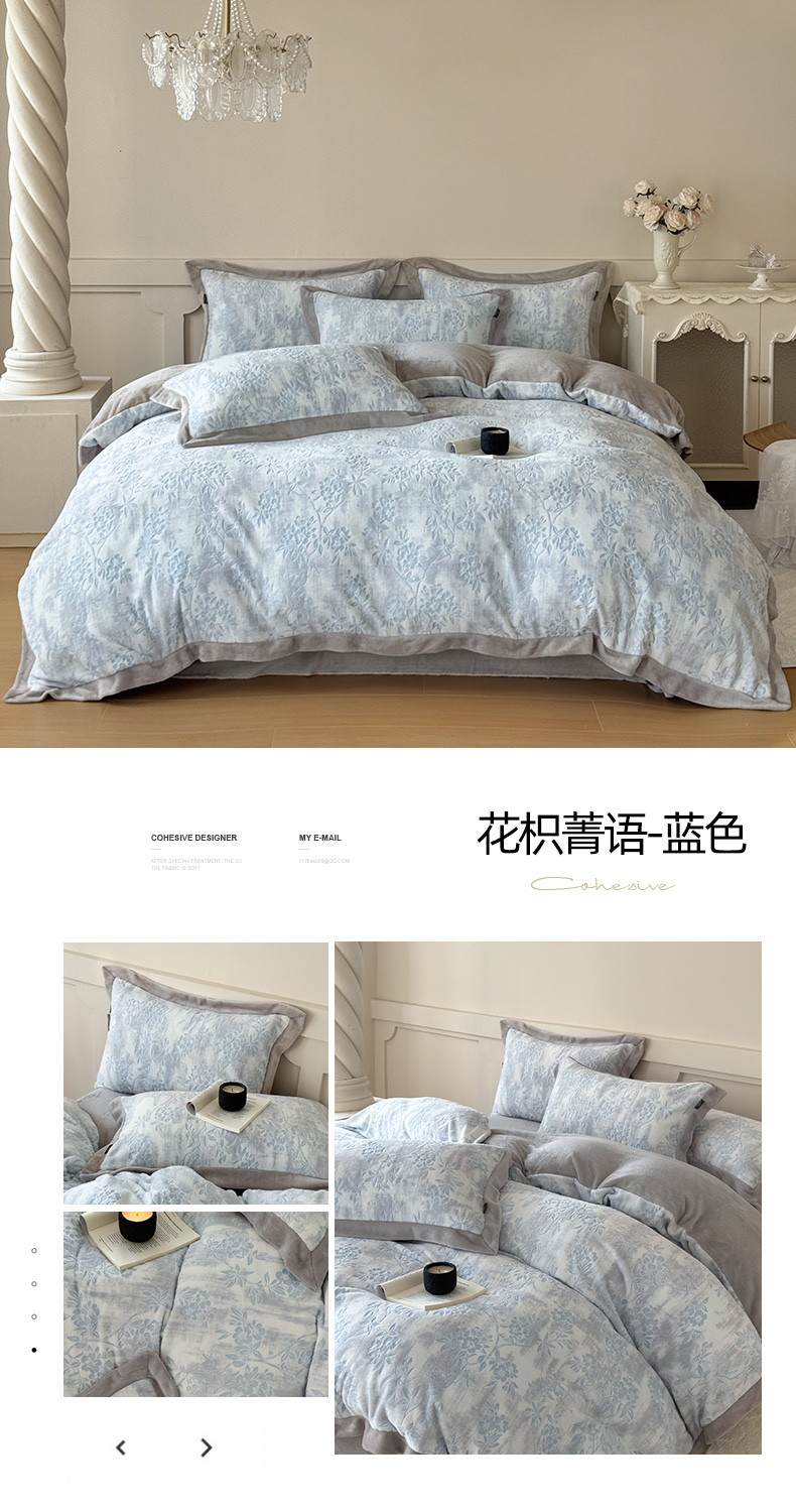 Ensemble de literie floral bleu doux pour une chambre élégante et confortable