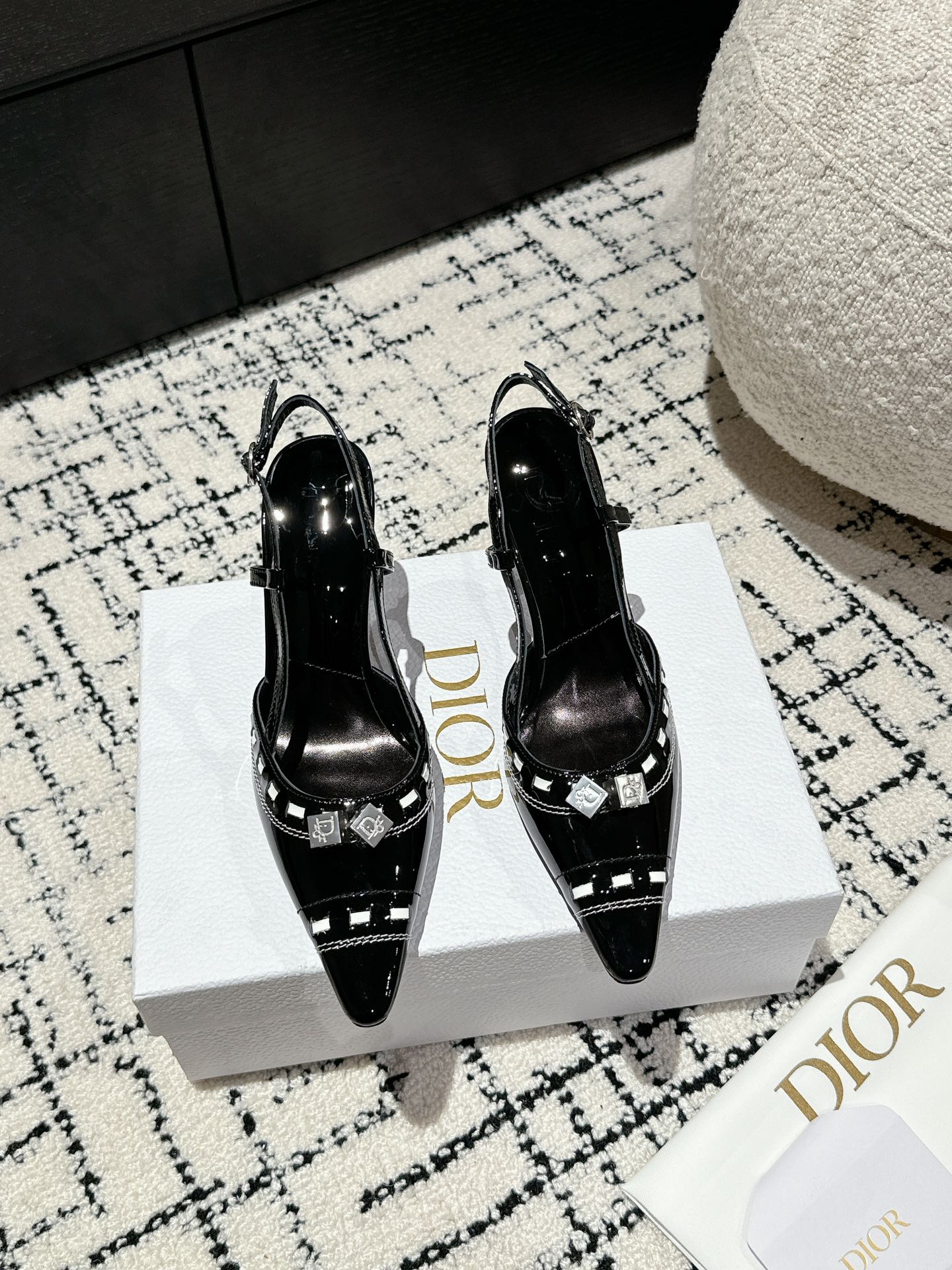 Dior Shoes High Heel Pumps Black Silver Cowhide Genuine Leather Patent Sheepskin Spring Collection Fashion