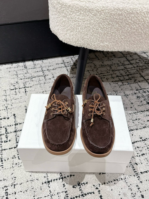 Celine Women's Flat Brown Suede Leather Loafers - Retro Style, Lightweight 1 Celine Women's Flat Brown Suede Leather Loafers - Retro Style, Lightweight