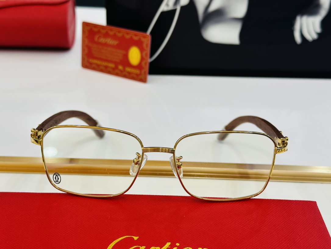 Cartier-卡家CT20821OSize57口17-140男士推荐不挑脸型佩戴舒适可配近视镜片木制腿