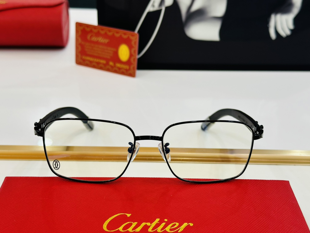 Cartier-卡家CT20821OSize57口17-140男士推荐不挑脸型佩戴舒适可配近视镜片木制腿