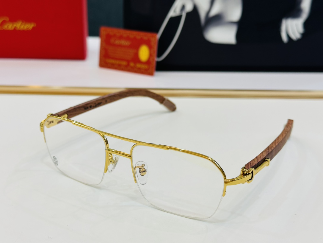 Cartier-卡家CT00536OSize55口18-140男士推荐不挑脸型佩戴舒适可配近视镜片木制腿