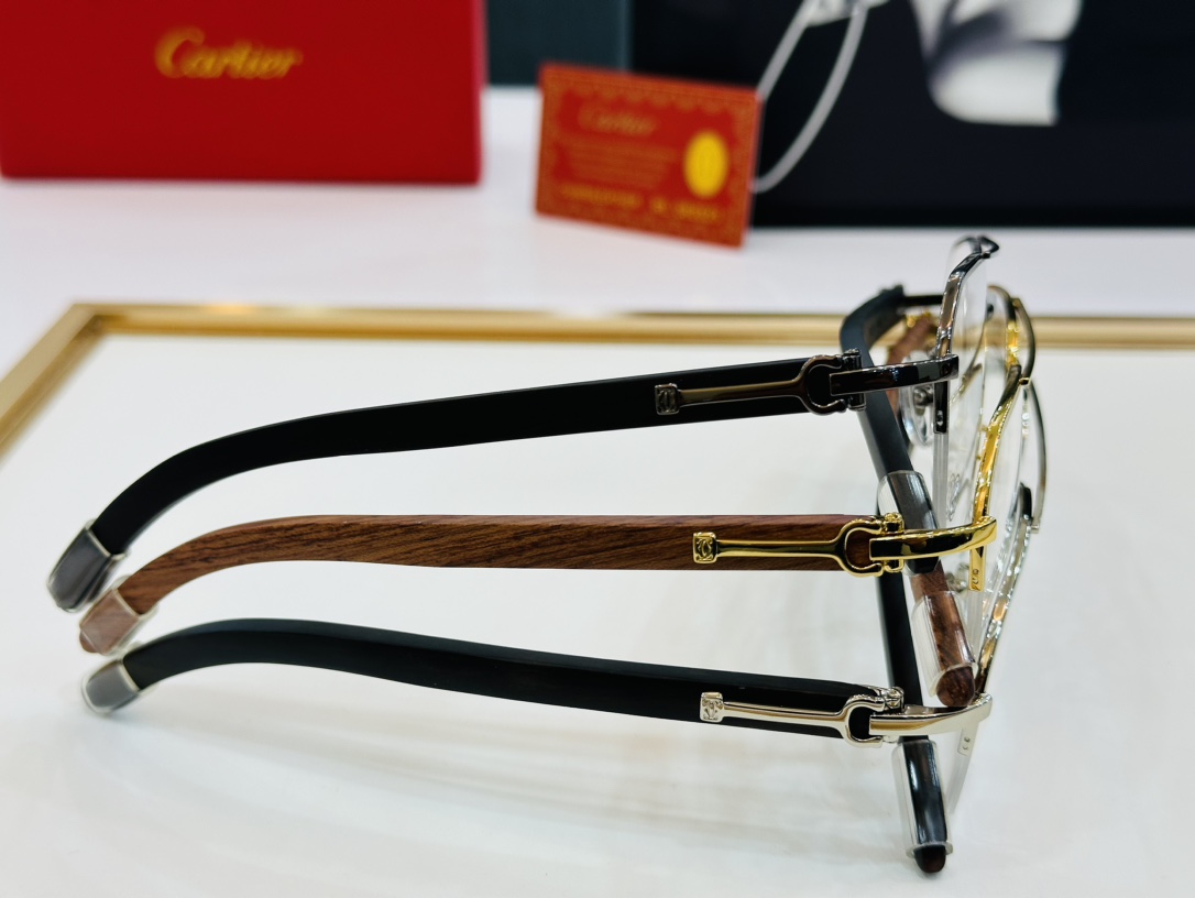 Cartier-卡家CT00536OSize55口18-140男士推荐不挑脸型佩戴舒适可配近视镜片木制腿