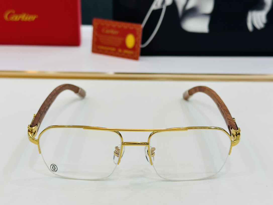 Cartier-卡家CT00536OSize55口18-140男士推荐不挑脸型佩戴舒适可配近视镜片木制腿