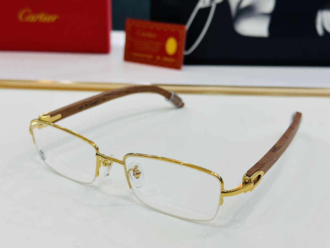 Cartier-卡家CT00536OSize54口19-140男士推荐不挑脸型佩戴舒适可配近视镜片木制腿