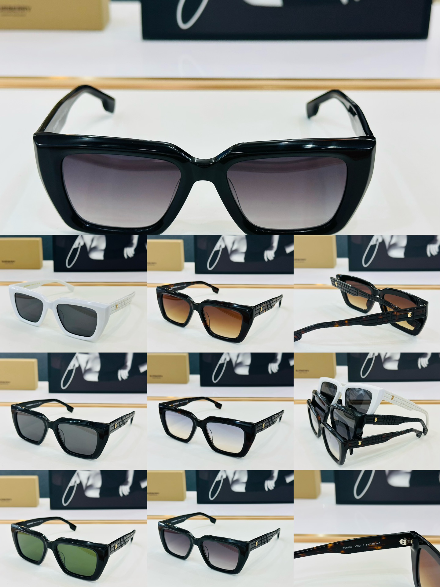 高品质BURBERR*巴家BE6103Size54口19-145女款太阳眼镜[得意]L高品质特色镜腿