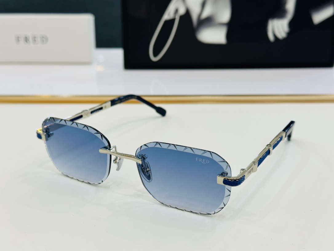 FRED法兰FG50165USize58口18-145醒目品牌logo扣扣XL上脸超美太阳镜内镀蓝膜