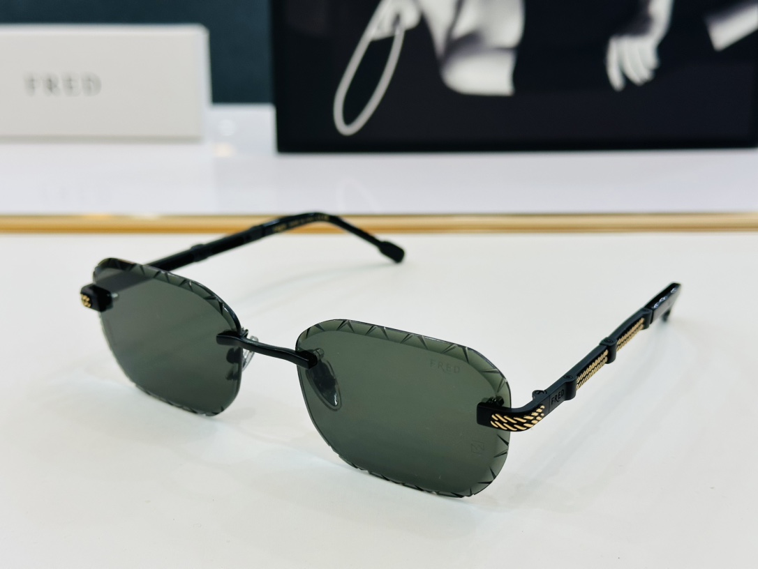 FRED法兰FG50165USize58口18-145醒目品牌logo扣扣XL上脸超美太阳镜内镀蓝膜