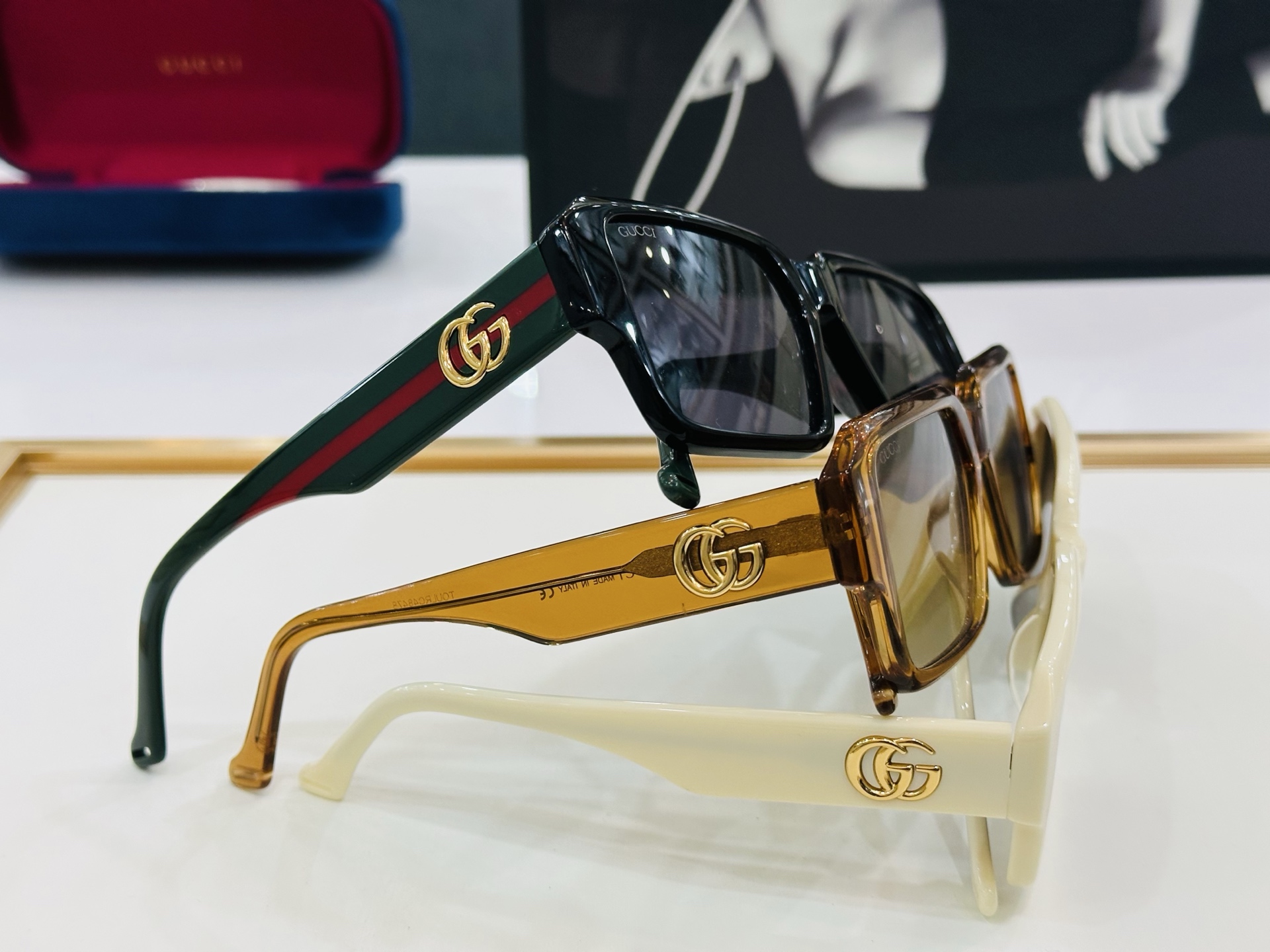 🔺GUCC*🔻 古家GG1337SA Size：55口18-145 女士款 墨镜搭配镜框🔝🔝时尚靓丽 个
