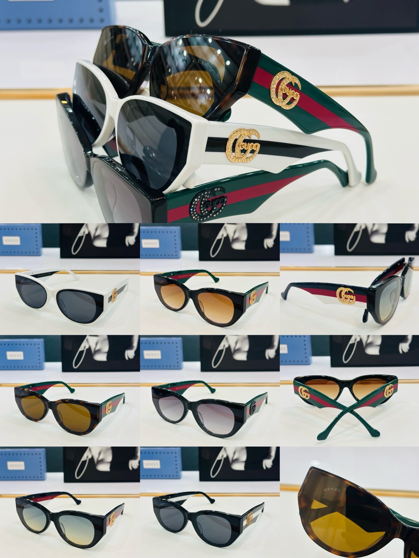 GUCC* 古家 GG1642 🐝🐝系列 Size：66口14-口145  🍁🍁 XL超绝品质太阳镜 🔥