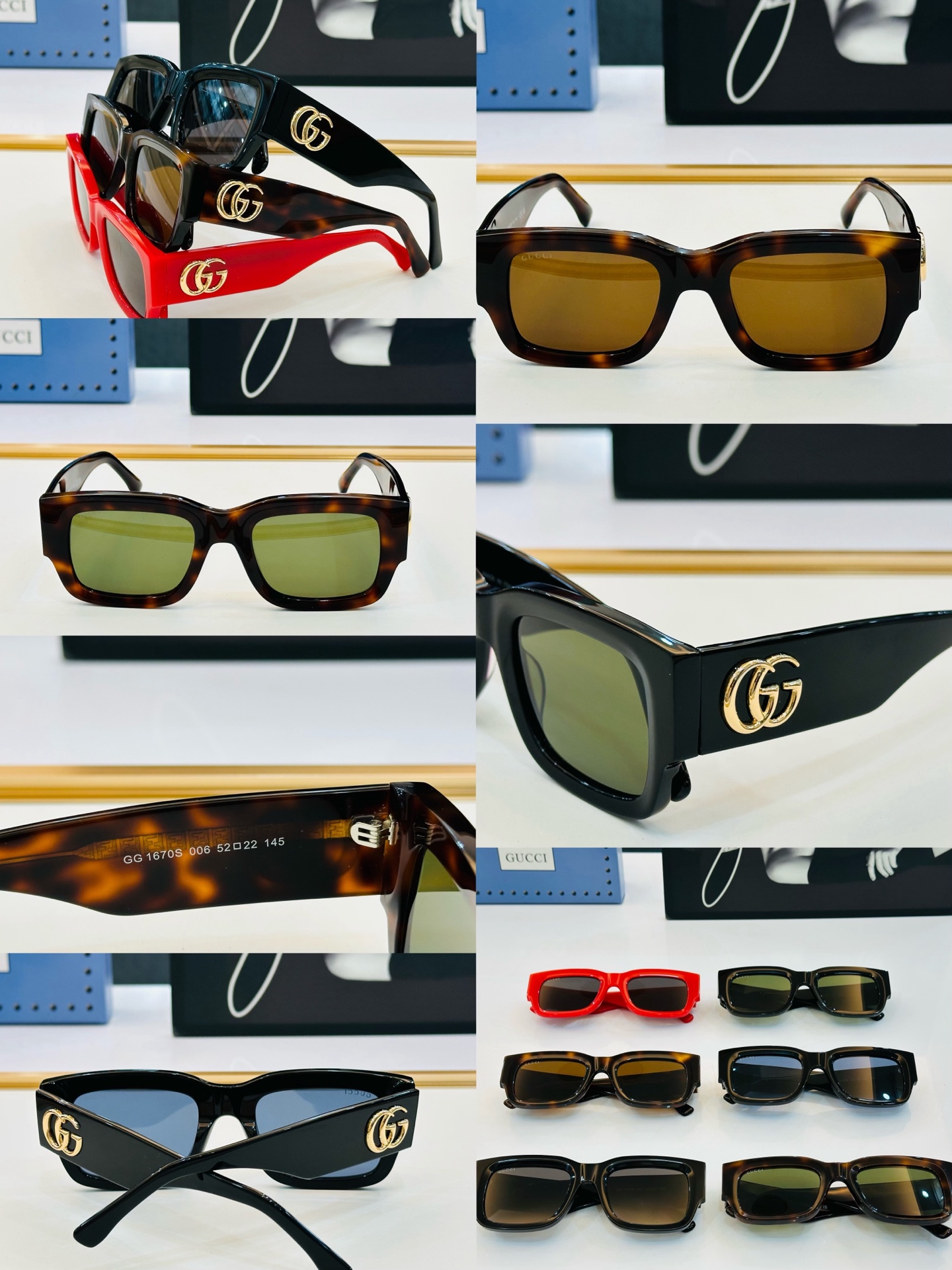 GUCCl*古家 时尚太阳镜 GG1670S Size：52口22-145 🎈超时尚☀☀💝🙏 L镜腿 完