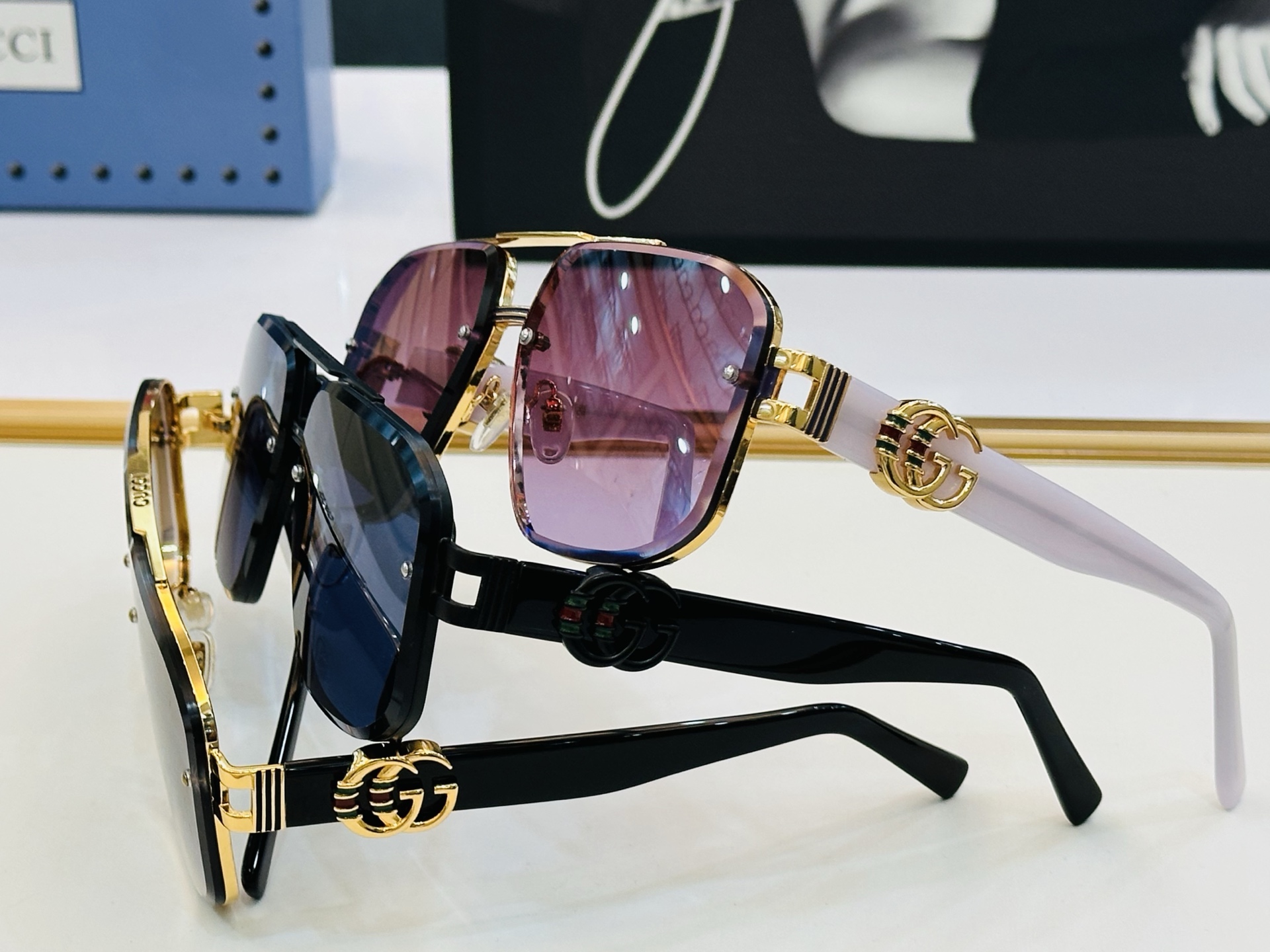 GUCC* 古家 GG1596 🐝🐝系列 Size：63口13-140 🍁🍁K 超绝品质 太阳镜 。