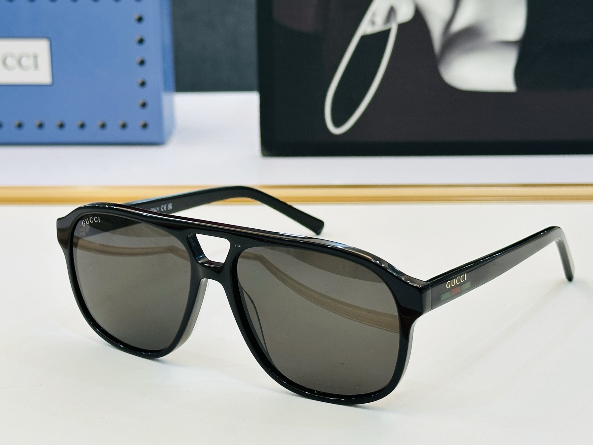 🔺GUCC*🔻 古家GG1856S Size：57口15-145 原版墨镜搭配镜框🔝🔝时尚靓丽 L个性十