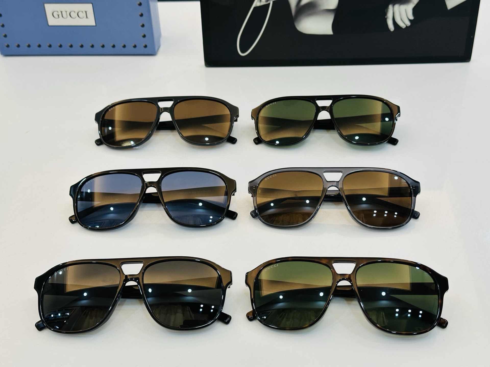 🔺GUCC*🔻 古家GG1856S Size：57口15-145 原版墨镜搭配镜框🔝🔝时尚靓丽 L个性十