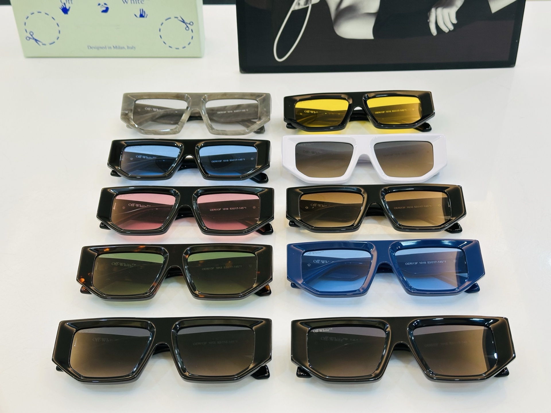 官网款 OFF WHITE MODEL:OER13F SIZE:53口17-145 时尚太阳镜 J潮款