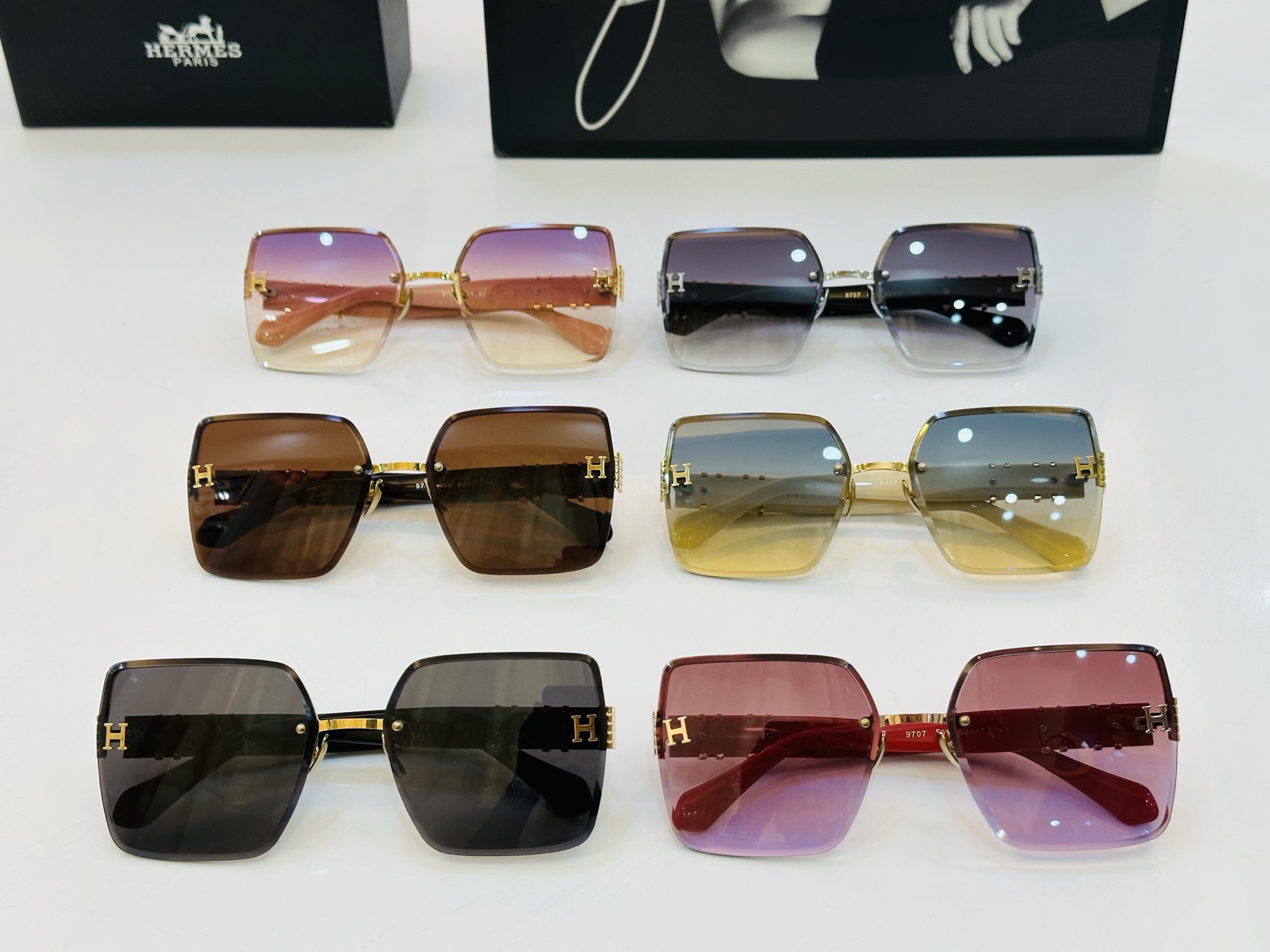 [玫瑰]爱马仕 网红款 9707 Size：62口17-143 👏🎉超级经典 高品质墨镜🎈色][色] b
