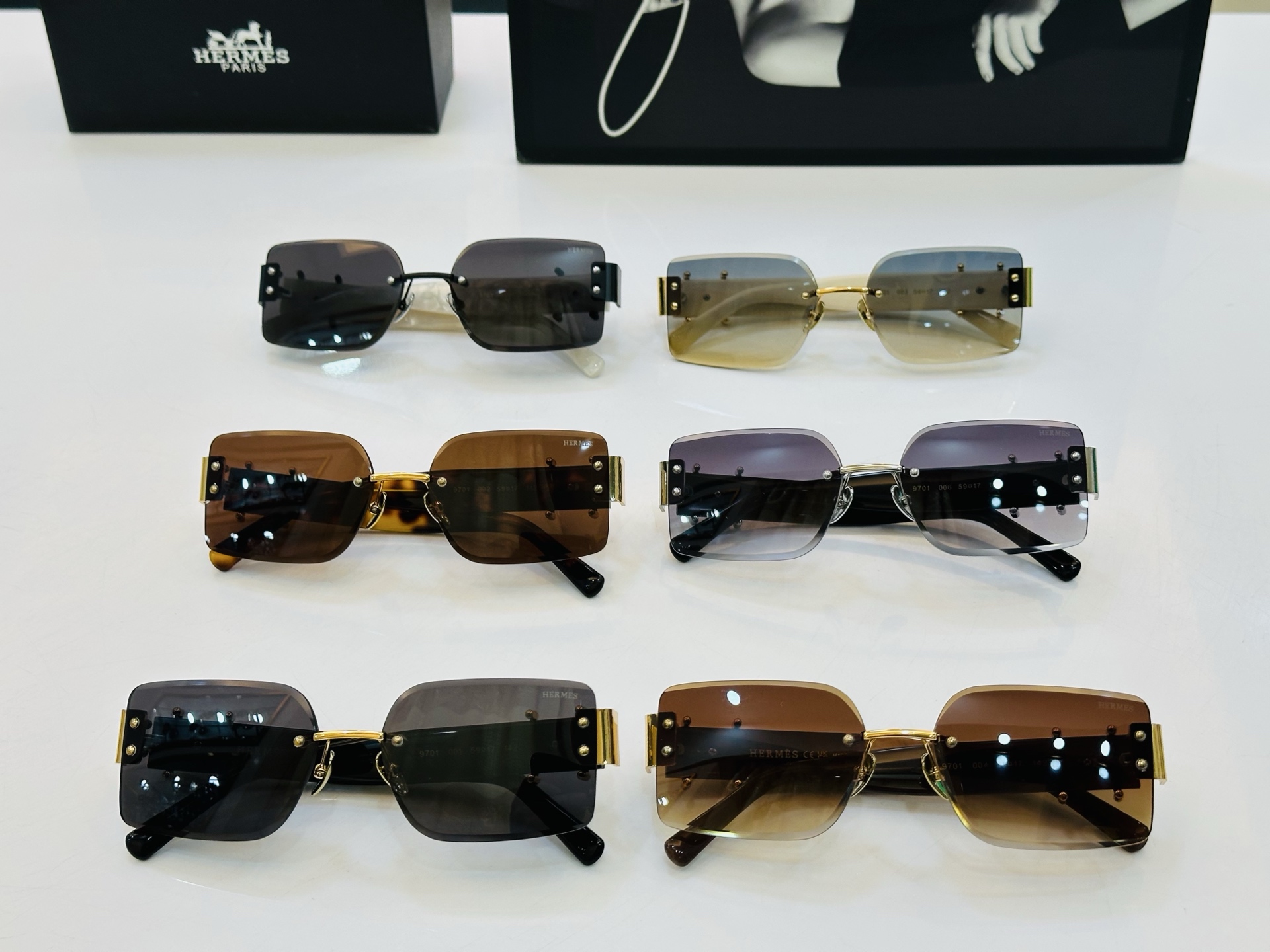 [玫瑰]爱马仕 网红款 9701 Size：59口17-142 👏🎉超级经典 高品质墨镜🎈色][色] b