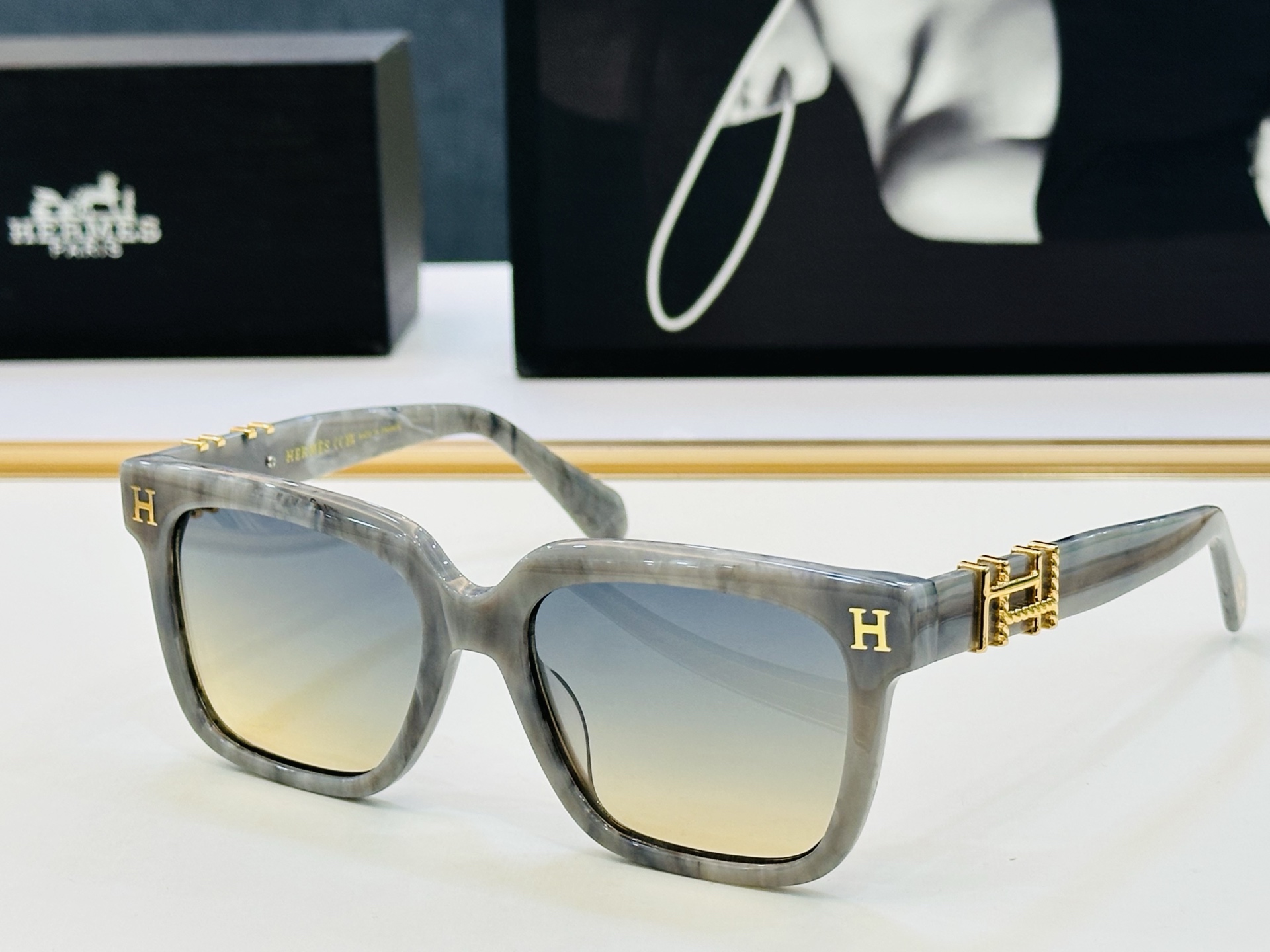 [玫瑰]爱马仕 网红款 9706 Size：55口18-145 👏🎉超级经典 高品质墨镜🎈色][色] b