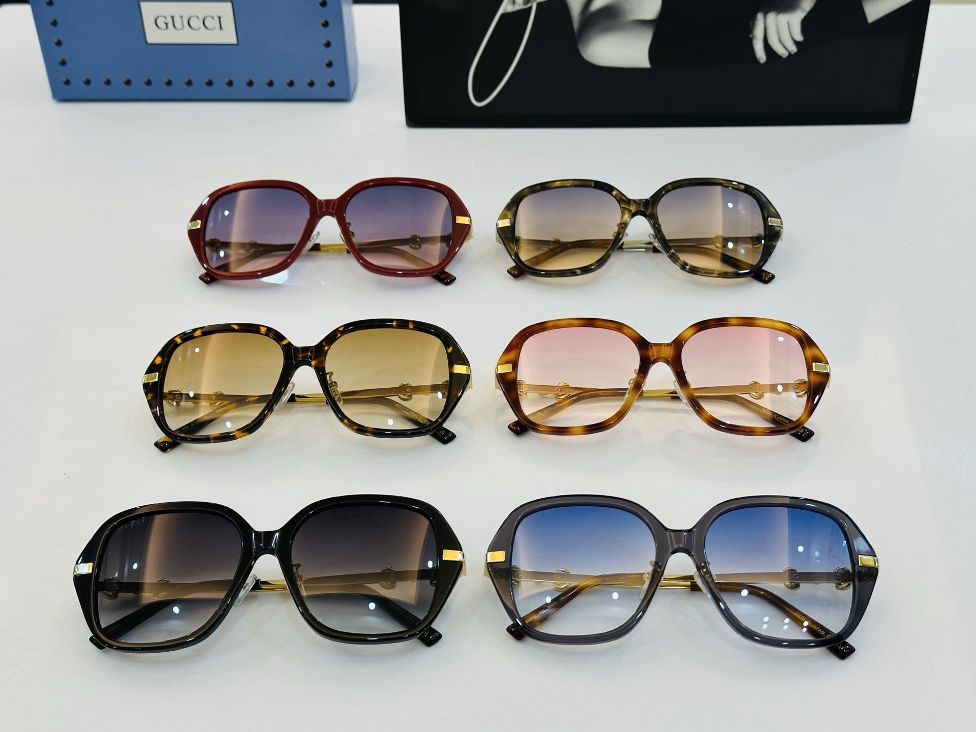 GUCC*🔻 古家GG2055SA Size：57口17-145 原版墨镜搭配镜框🔝🔝时尚靓丽 q个性十