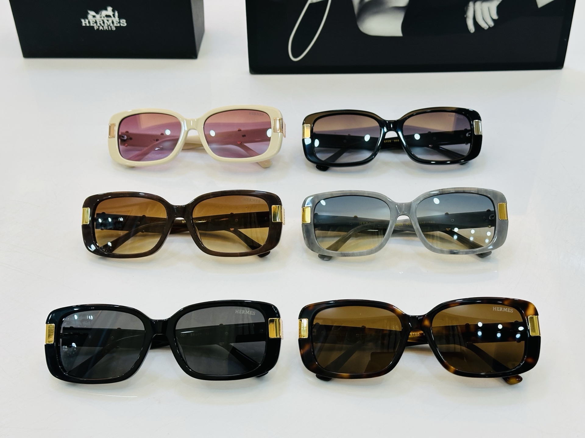 [玫瑰]爱马仕 网红款 9705 Size：56口17-140 👏🎉超级经典 高品质墨镜🎈色][色] b