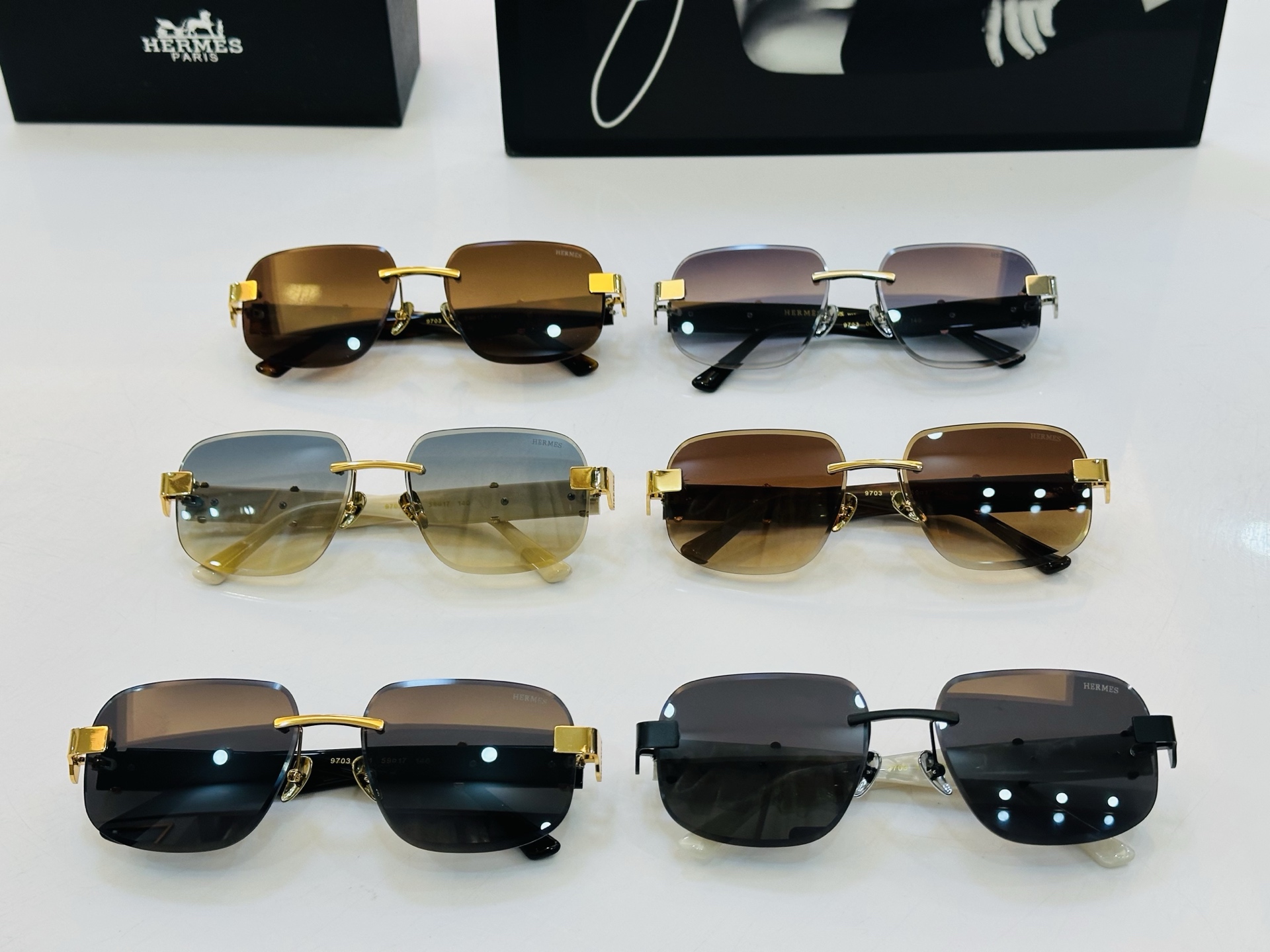 [玫瑰]爱马仕 网红款 9703 Size：59口17-140 👏🎉超级经典 高品质墨镜🎈色][色] b