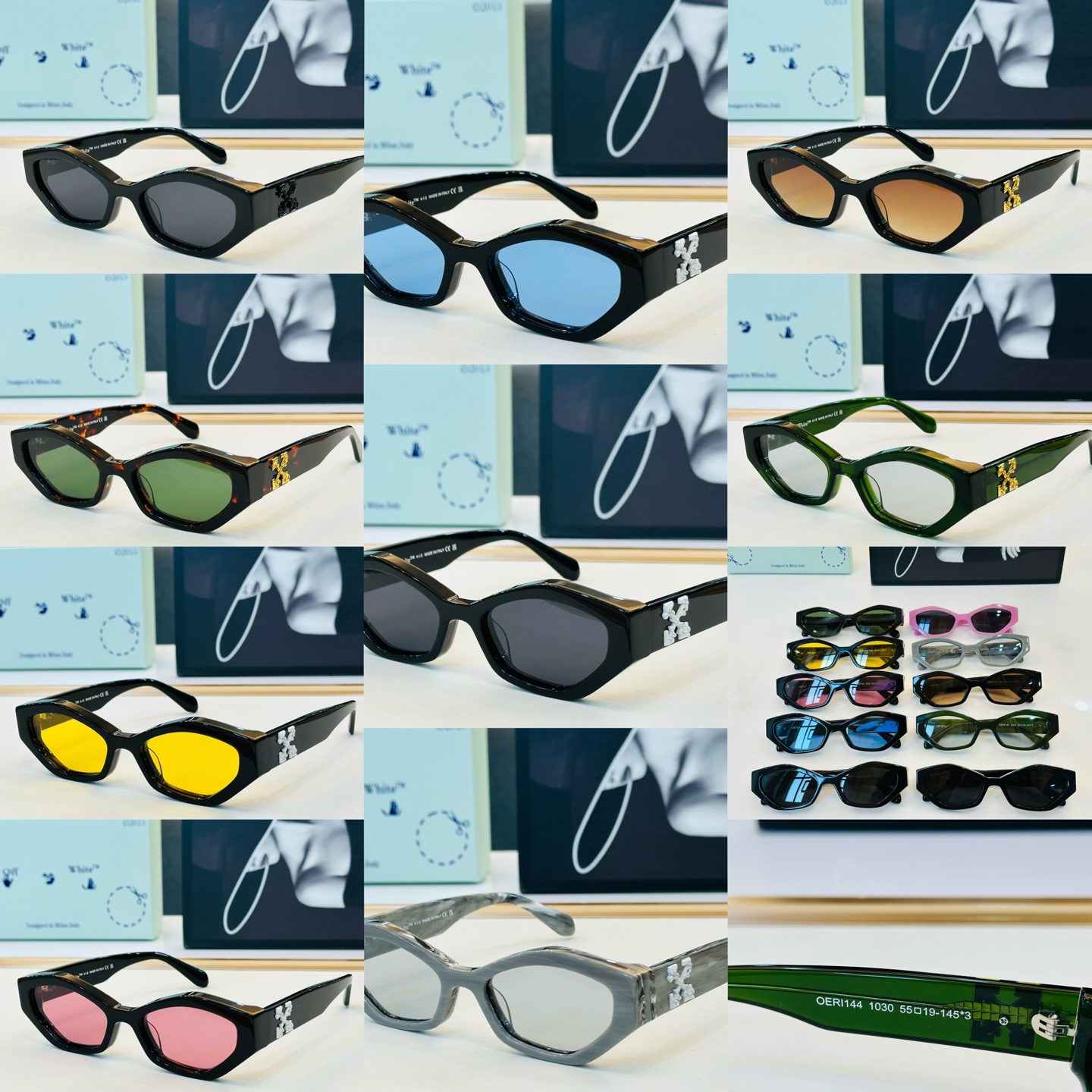 官网款 OFF WHITE MODEL:OERI144 SIZE: 55口19-145 时尚太阳镜 J潮