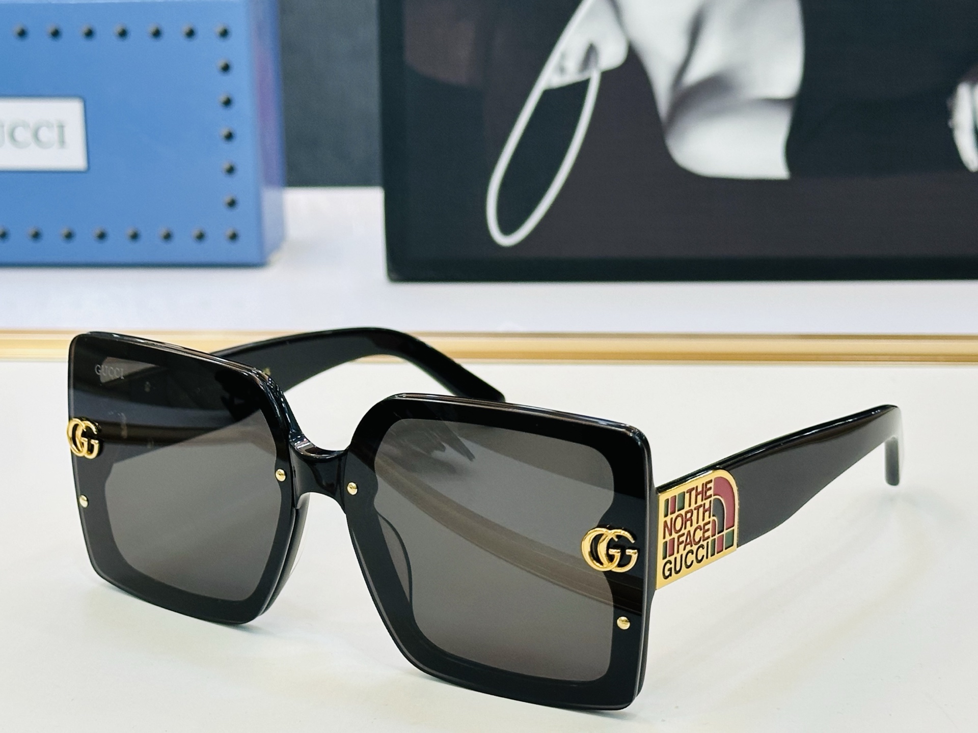 GUCC*🔻 古家GG1653S Size：68口12-142 原版墨镜搭配镜框🔝🔝时尚靓丽 b个性十足