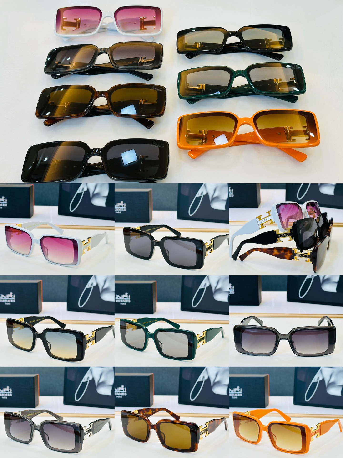 [玫瑰]爱马仕 网红款 9709 Size：54口23-132 👏🎉超级经典 高品质墨镜🎈色][色] J