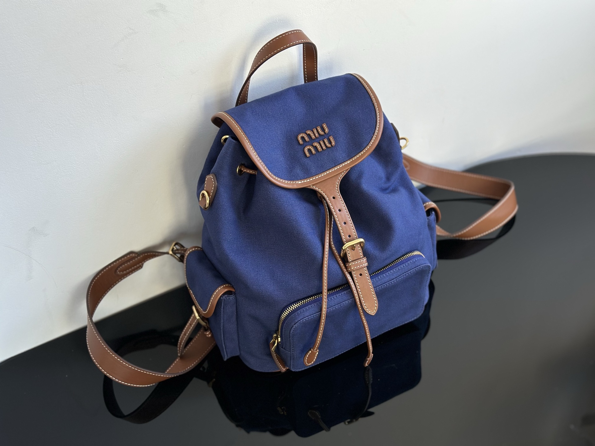Miu Miu miumiu backpack blue overall real shot!