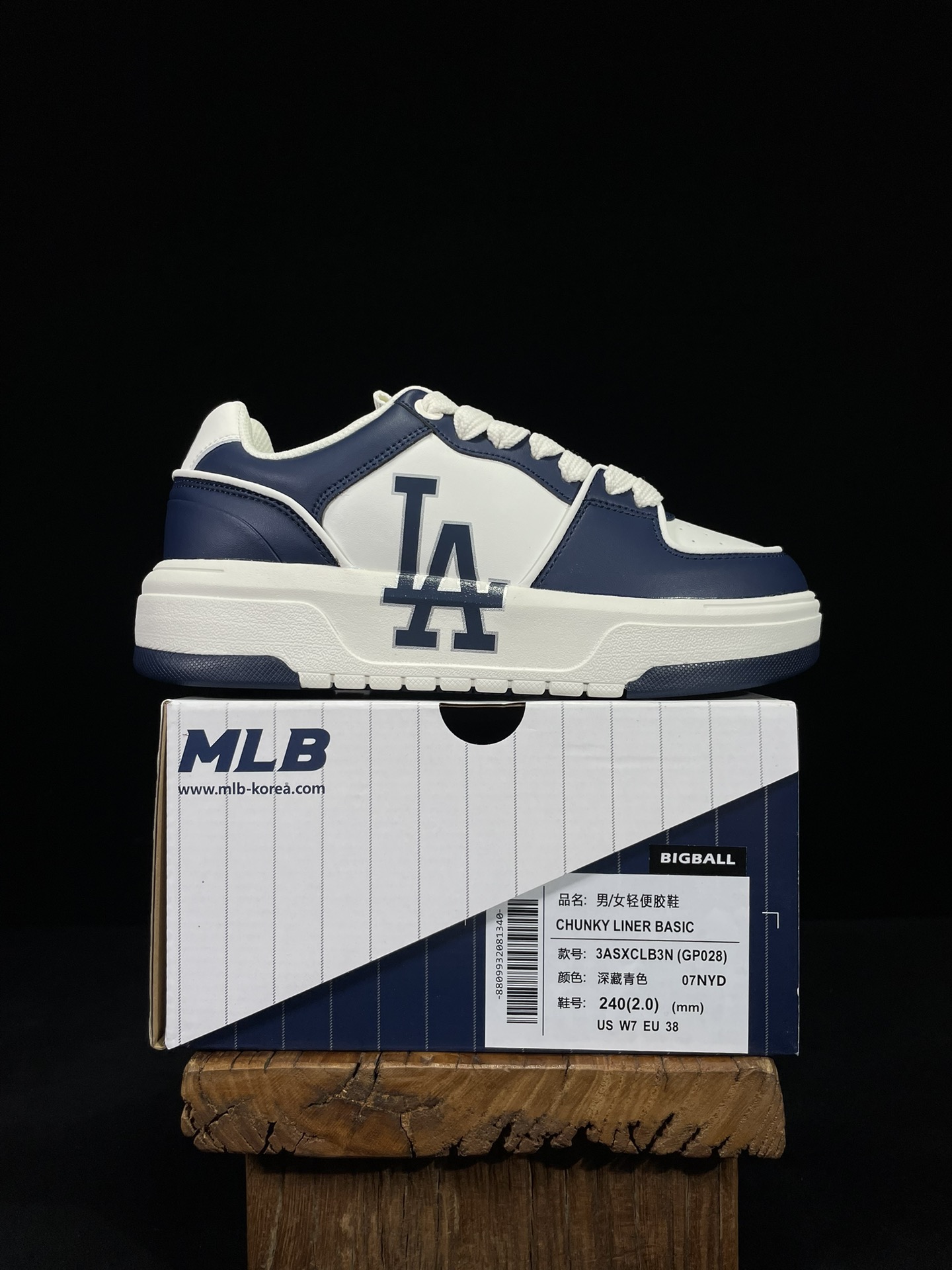 MLBChunkyLinerBasic蓝色增高厚底板鞋代工厂背景最强出品区分市面真标！平台订单高清洁度免