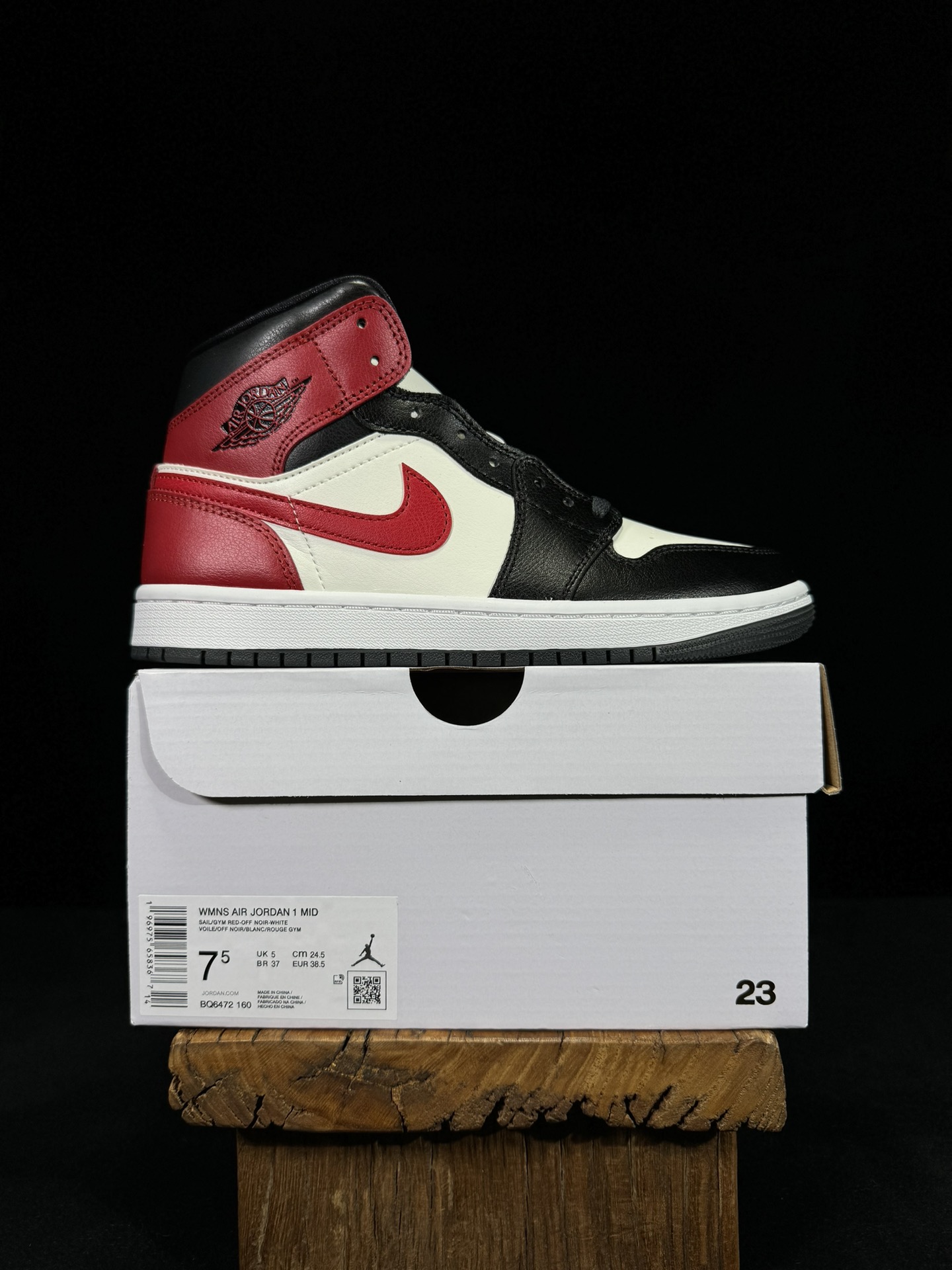 AJ1Mid中帮黑红色市售最强中帮天花板品质！市面唯一正确版本全鞋正品原材料货号BQ6472-160尺码