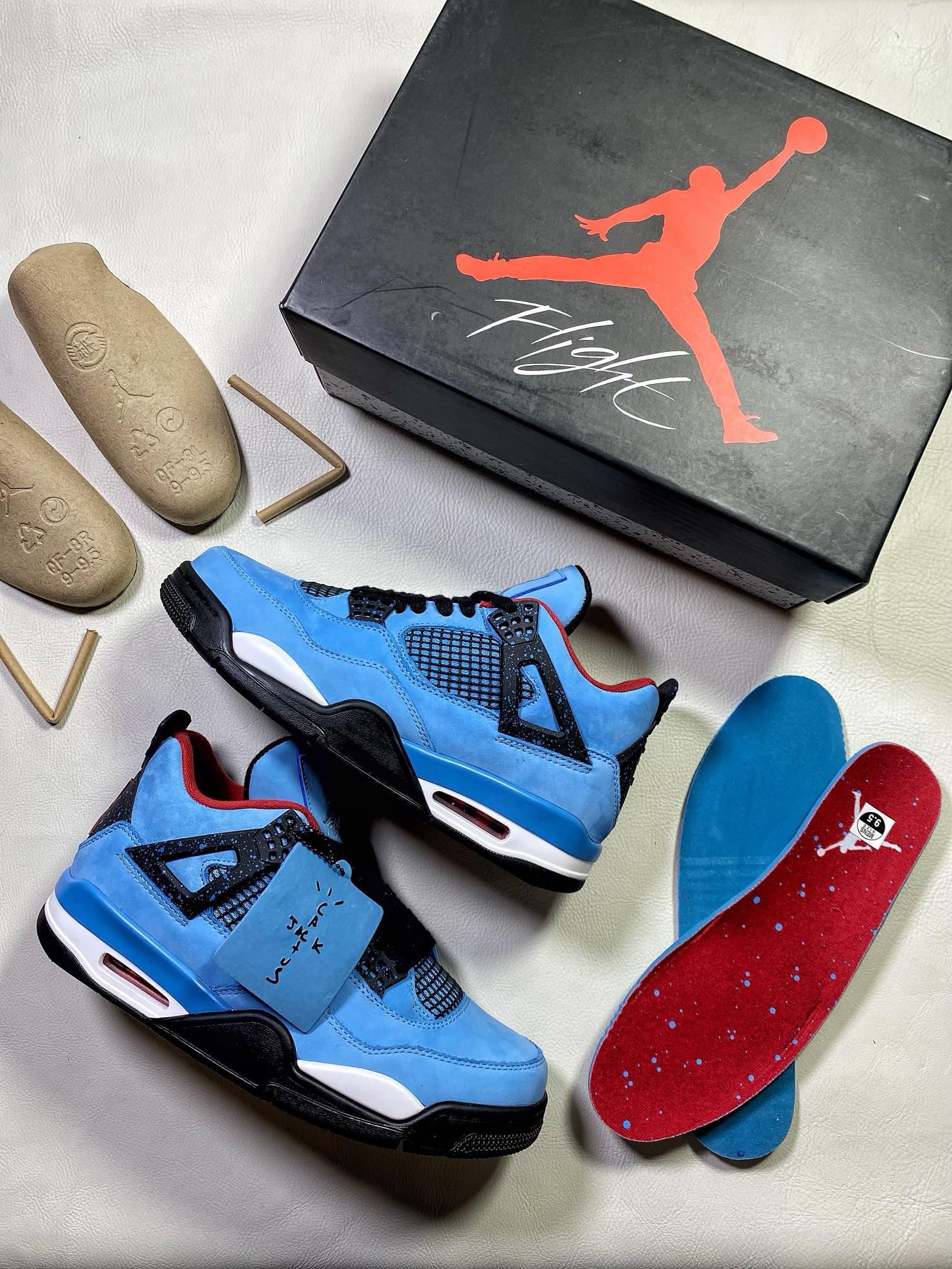 TravisScottCactusJackxAirJordan4Retro乔4AJ4联名款麂皮蓝3084