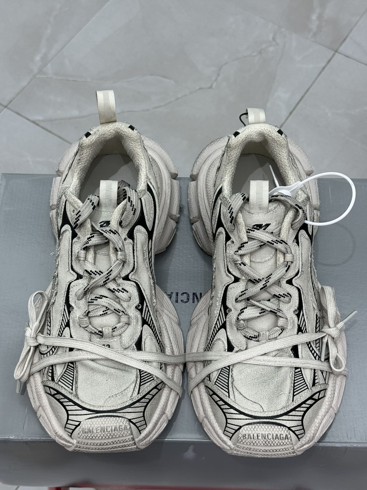 GT版3XL第29色帆布白BALENCIAGA3XLSneakers巴黎世家十代3XL白色正确手工做旧+