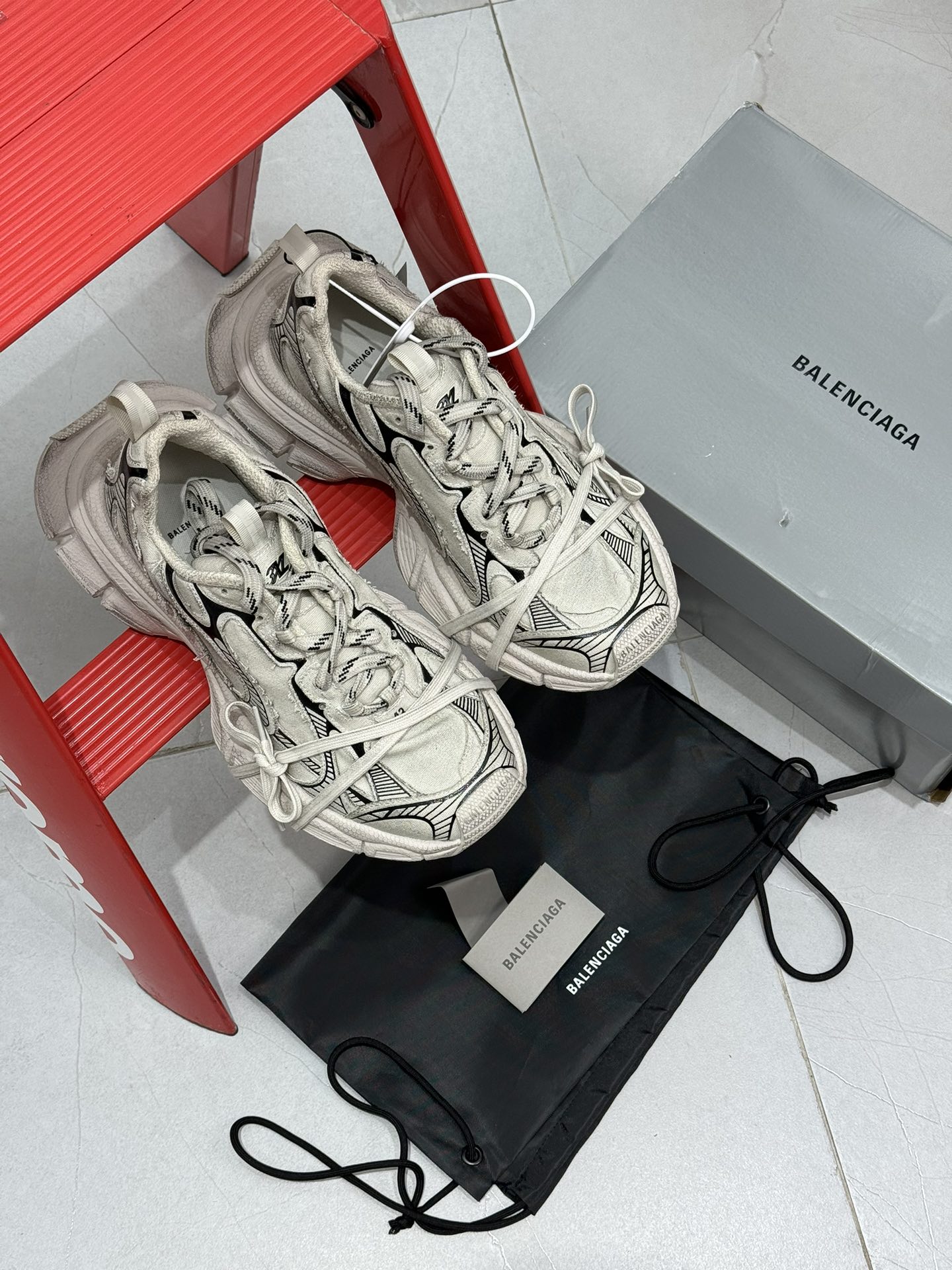 GT版3XL第29色帆布白BALENCIAGA3XLSneakers巴黎世家十代3XL白色正确手工做旧+